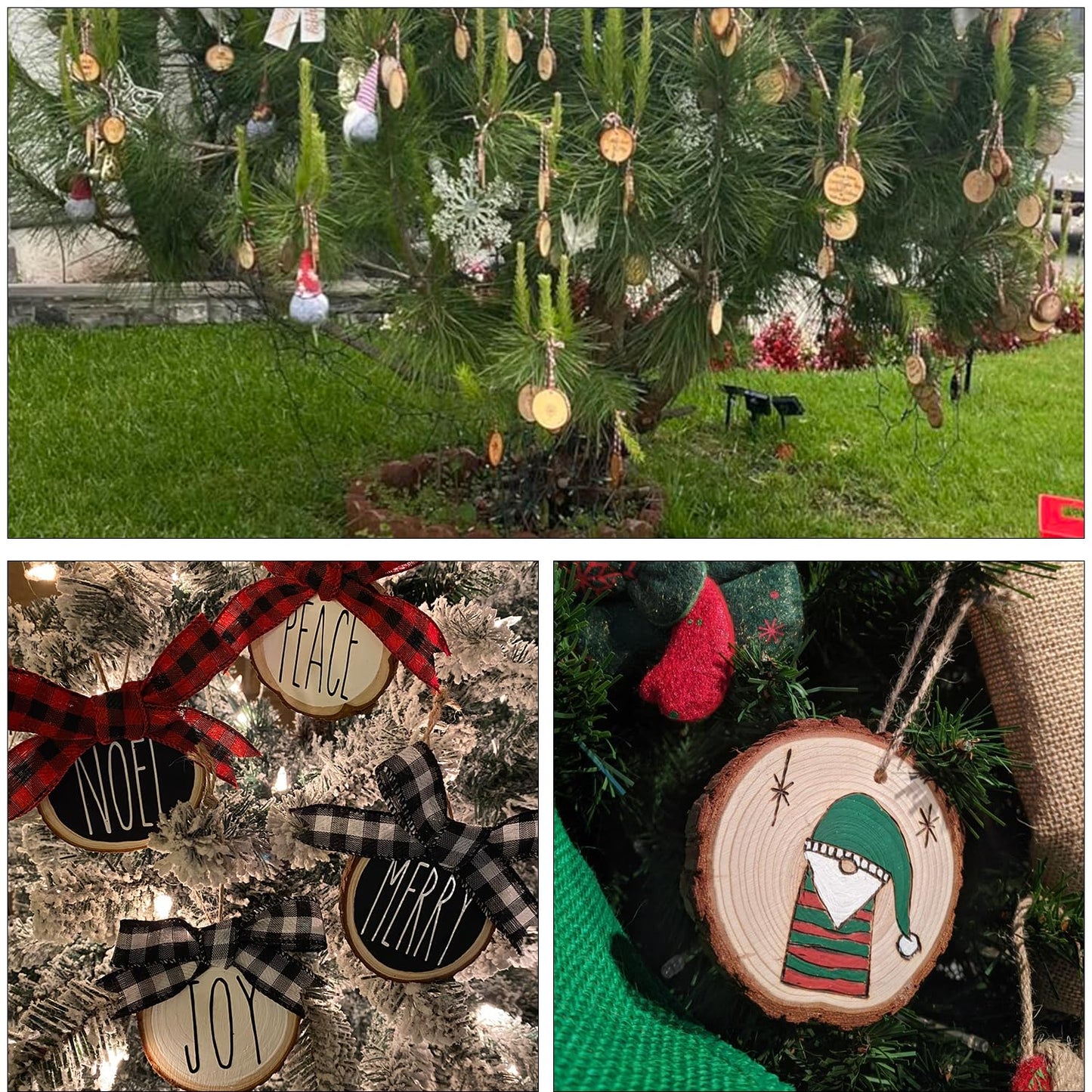 Geytetqi 76 PCS Small Wood Slices with Hole for Crafts, 3.5 Inch - 4 Inch Mini Wood Slices for Christmas Ornaments Rustic Wedding Decoration DIY Crafts, and More(Include 2 Rope)
