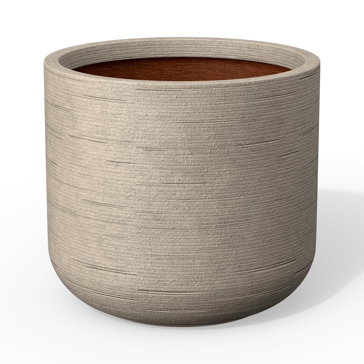 Kante 17.3 Inch Dia Cylindrical Planter with Organic Texture, Large Round Plant Pot with Drainage Hole, Weathered Concrete Finish with Painted Interior, Ideal for Succulent, Flowers, Trees, Shrubs