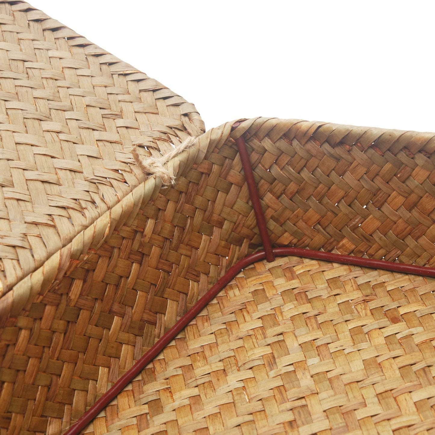 Seagrass Storage Baskets with Lid, Flat Wicker Basket, Shallow Woven Basket for Shelf, Decorative Storage Boxes for Organizing