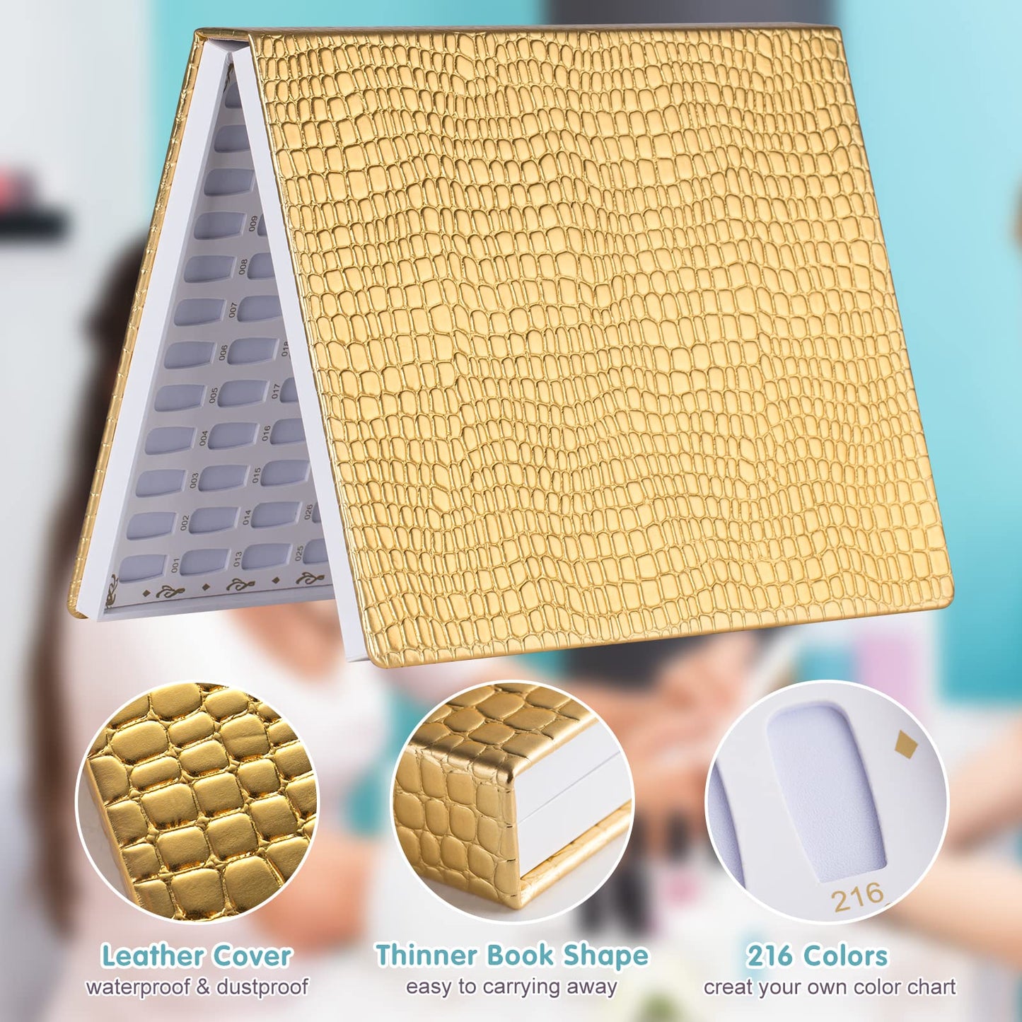 Acycoin2A Professional 216 Nail Colors Chart (Gold)