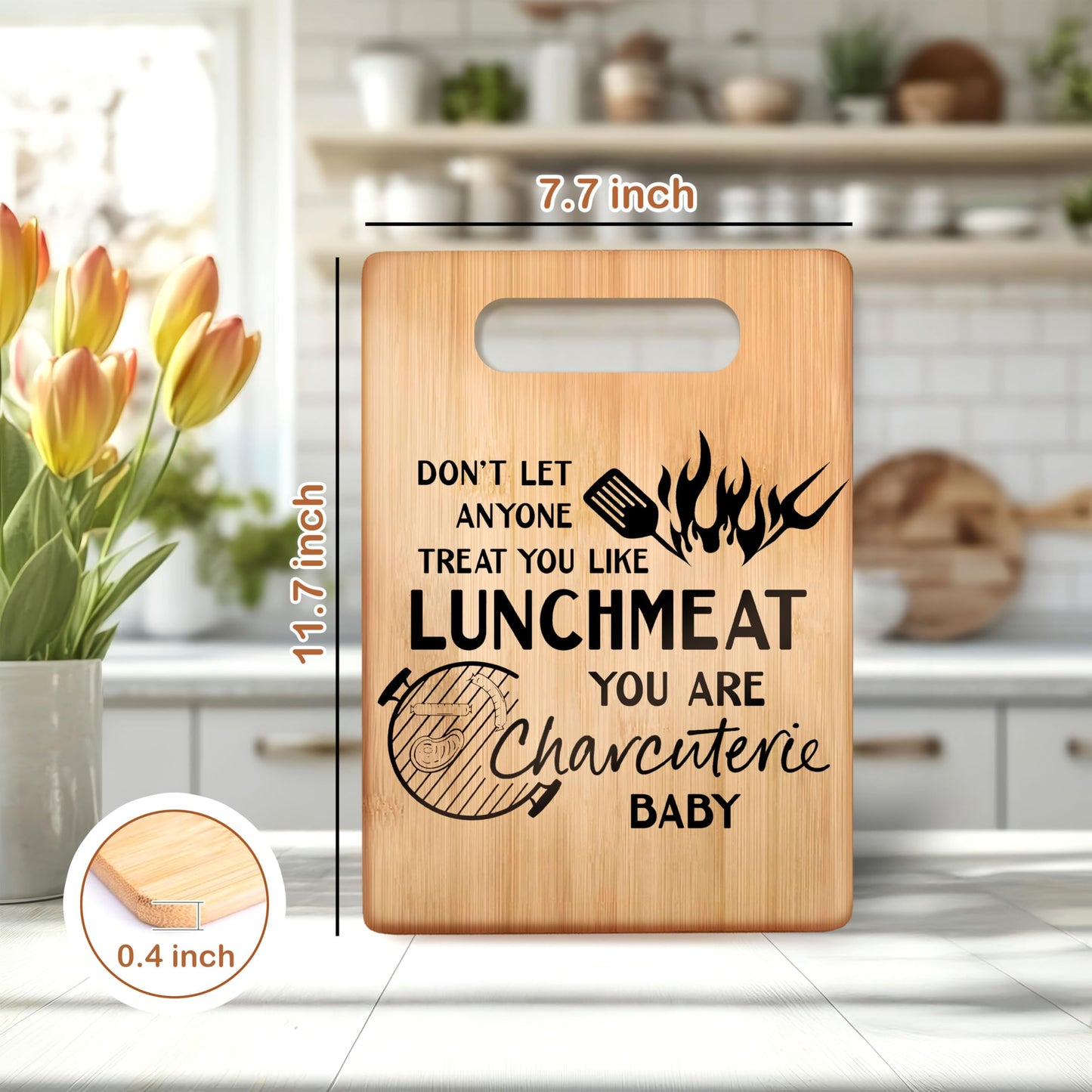WARDOS Funny Cutting Chopping Board, Don't Let Anyone Treat You Like Lunchmeat Your Charcuterie Decorative Bamboo Cutting Boards for Kitchen, Charcuterie Boards