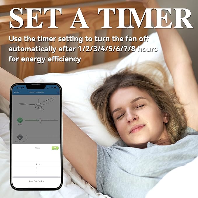 SMAAIR 52 Inch Flush Mount Smart Ceiling Fan with Dimmable Led Light, 3 Carved Wood Blades Modern Low Profile Ceiling Fans Compatible with Alexa,Remote Control,Timer & Schedule Function,White