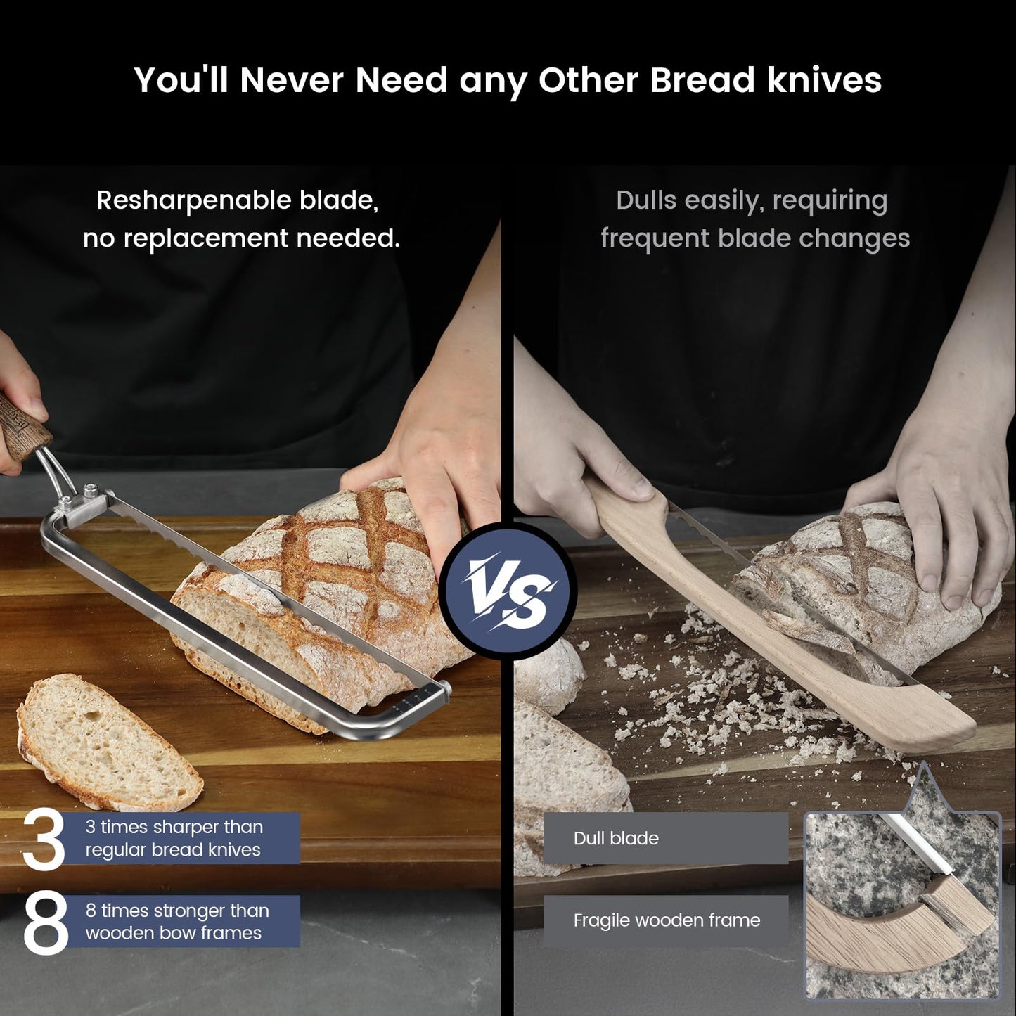 SYOKAMI 2025 Upgrade Bread Knife for Homemade Bread, World's 1st Real Bow-Design Sourdough Bread Slicer, Razor-Sharp Cutter for Crusty Sourdough & Baguette, 4 Thickness Scale Marks, Gift for Mom