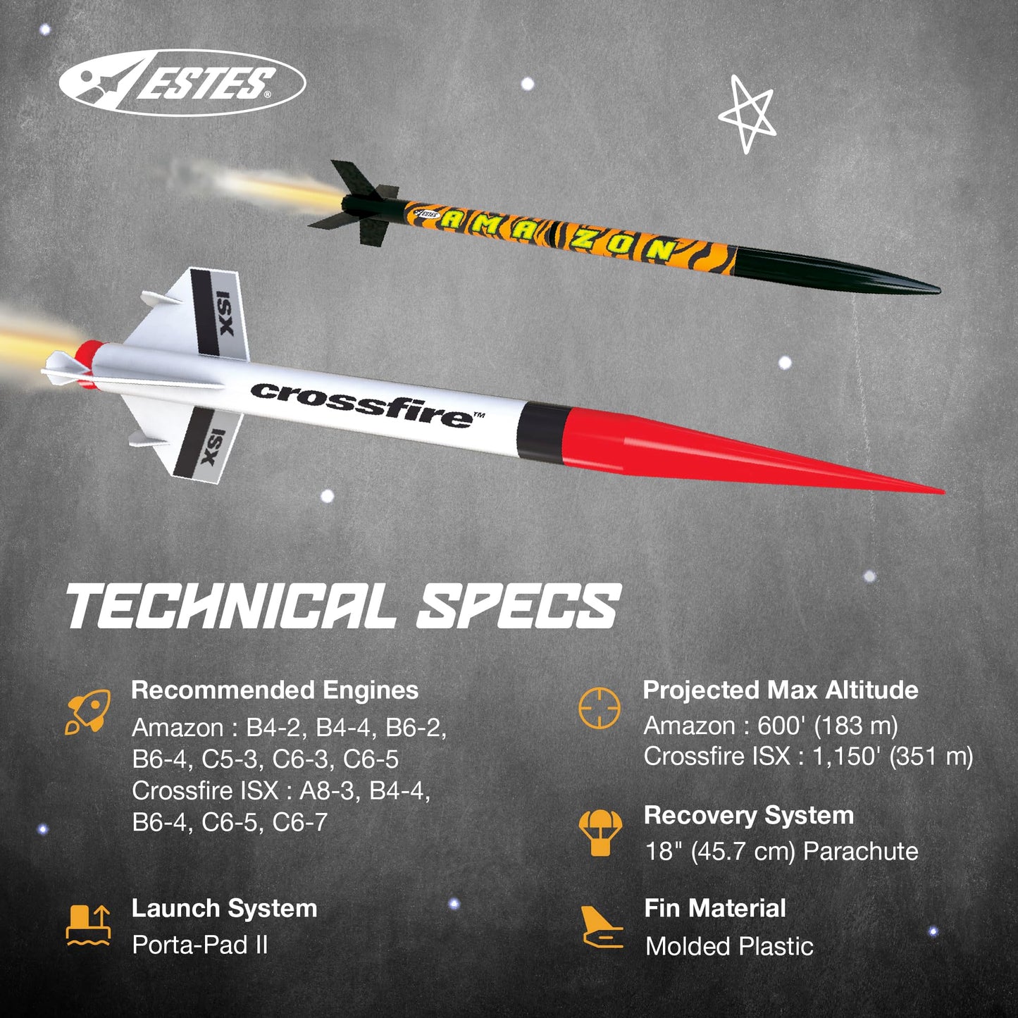 Estes 1469 Tandem X Rocket-Building Kit, Beginner Flying-Rocket Model Kit for Ages 10+, Includes Launch Pad and Controller