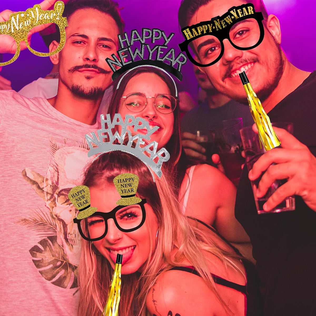 39 Pieces New Years Eve Party Supplies 2026,Happy New Year Headband Tiara, New Year Glasses 2026
