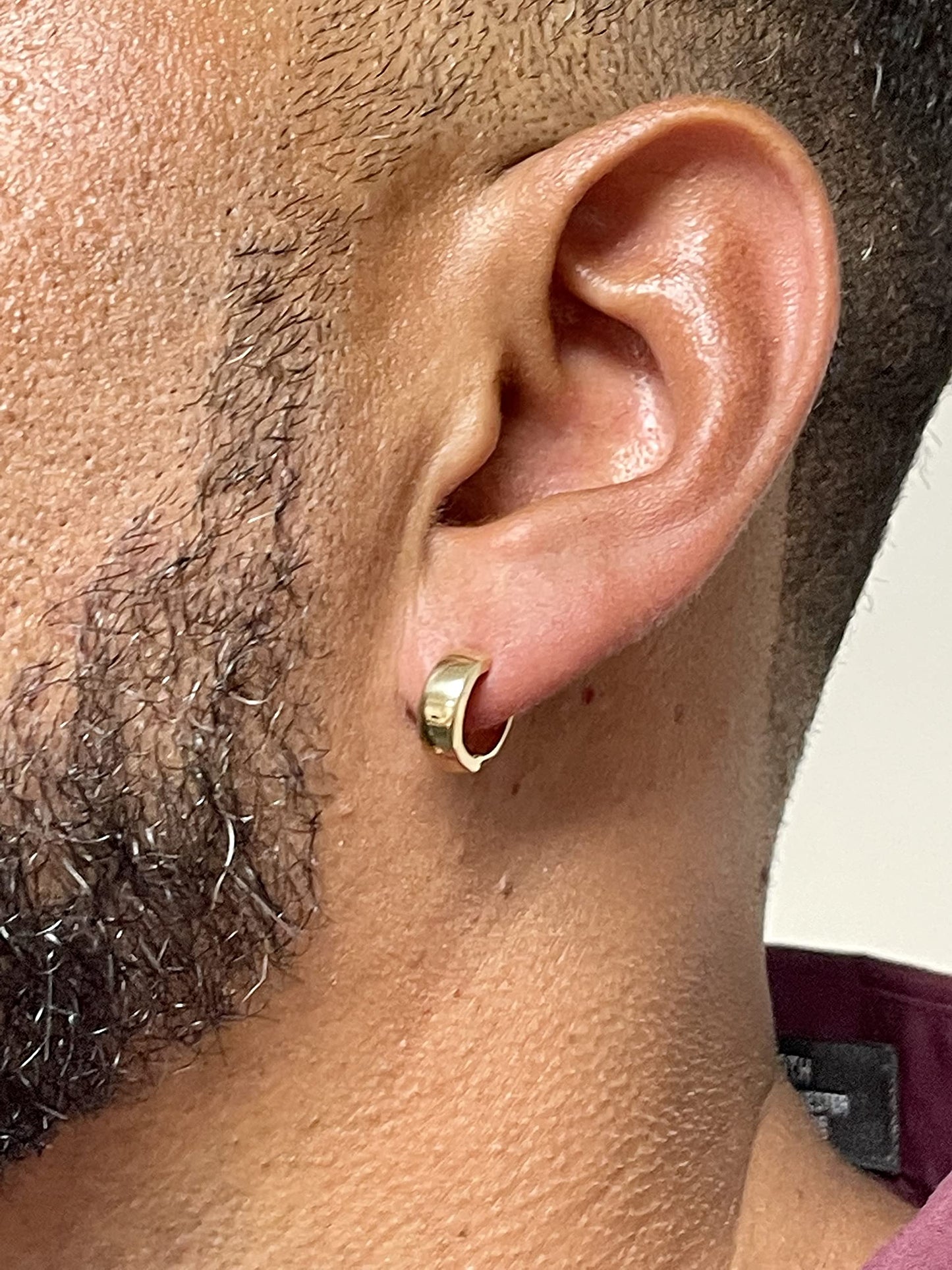LooptyHoops 14K Yellow Gold Huggie Hoop Earrings, 0.5 Inch (13mm) Small Hoops, 5mm Wide Lightweight Everyday Earrings for Women & Men