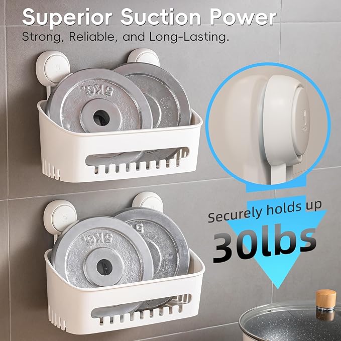 Shower Caddy Suction Cup Set - No-Drill Removable 3-Pack Organizer with Shower Shelf, Soap Dish, and Toothbrush Holder - Strong Suction, Waterproof, Ideal for Bathroom Organization