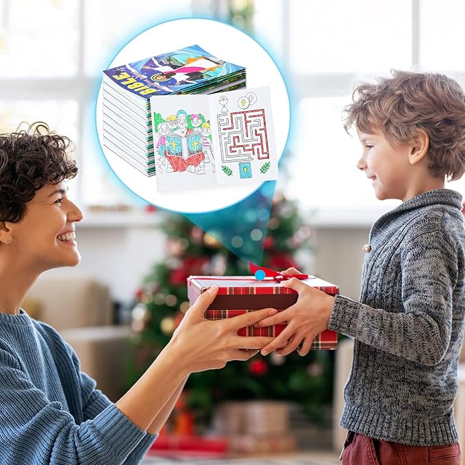 BenLouis 24 Pcs Christian Mini Coloring Books Kids Bible Verse Religious Party Favors Small Activity Books Bulk for Kids Operation Christmas Child Sunday School Goodie Bags Stuffers Gifts Travel