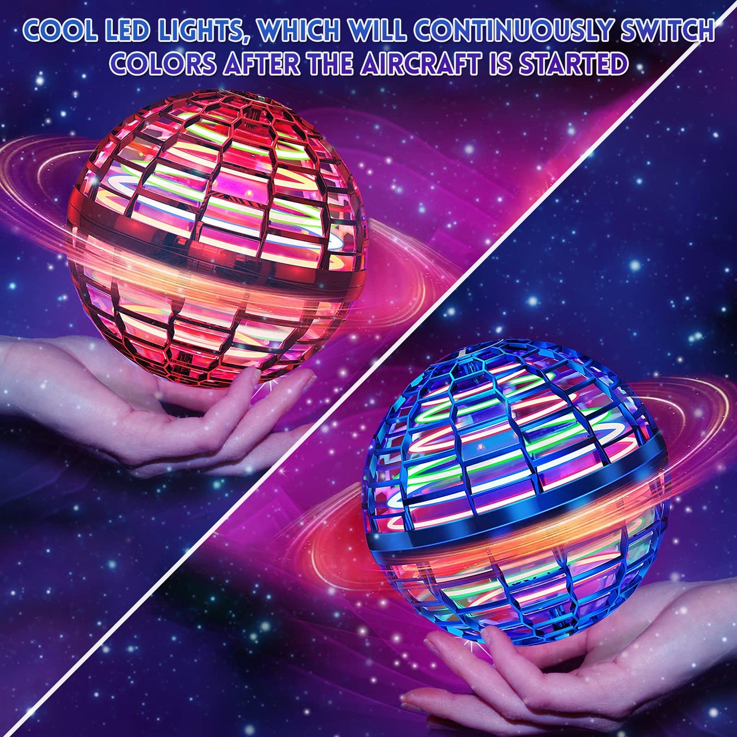 Easter Basket Essentials for Kids, Flying Orb Ball for Teens 6-12+ Years Old, Upgrade Motion Sensor Hover Boomerang Ball, Lighting Flying Magic Spinner, Cool Drone Toys for Girls Boys Teens Adults