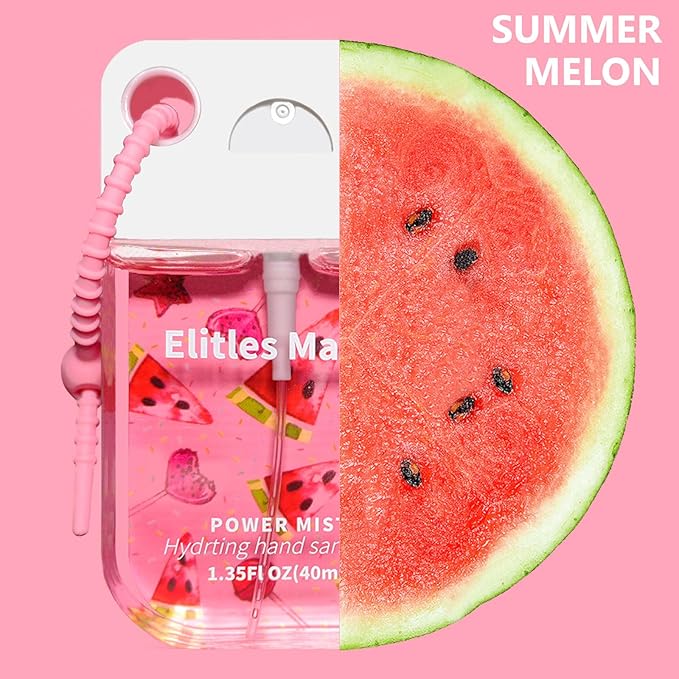 Hand Sanitizer Spray, 4Pack Spray Hand Sanitizer Travel Size With Cute Keychain, Scented Power Mist Hydrating for Kids Christmas Gifts, 1.35FL.OZ (Watermelon,Strawberry,Lemon,Lavender