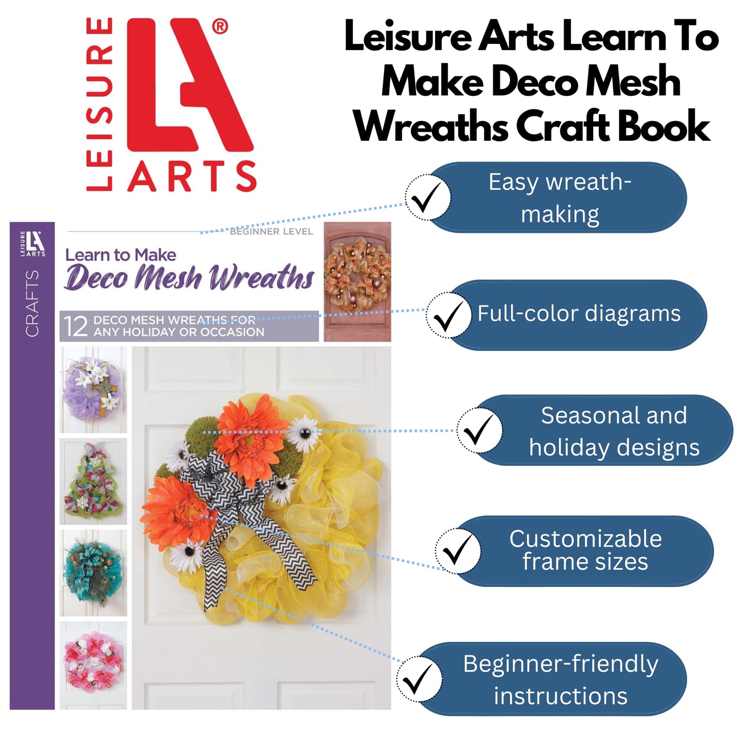 Leisure Arts Learn To Make Deco Mesh Wreaths Bk