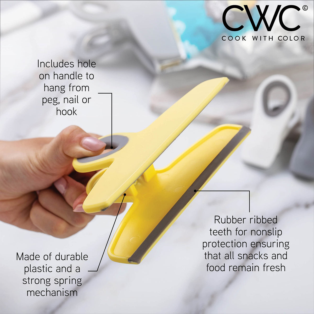 Bag Clips Heavy Duty Chip Clip and Refrigerator Magnet for Food Storage with Air Tight Seal Grip (4 Count)
