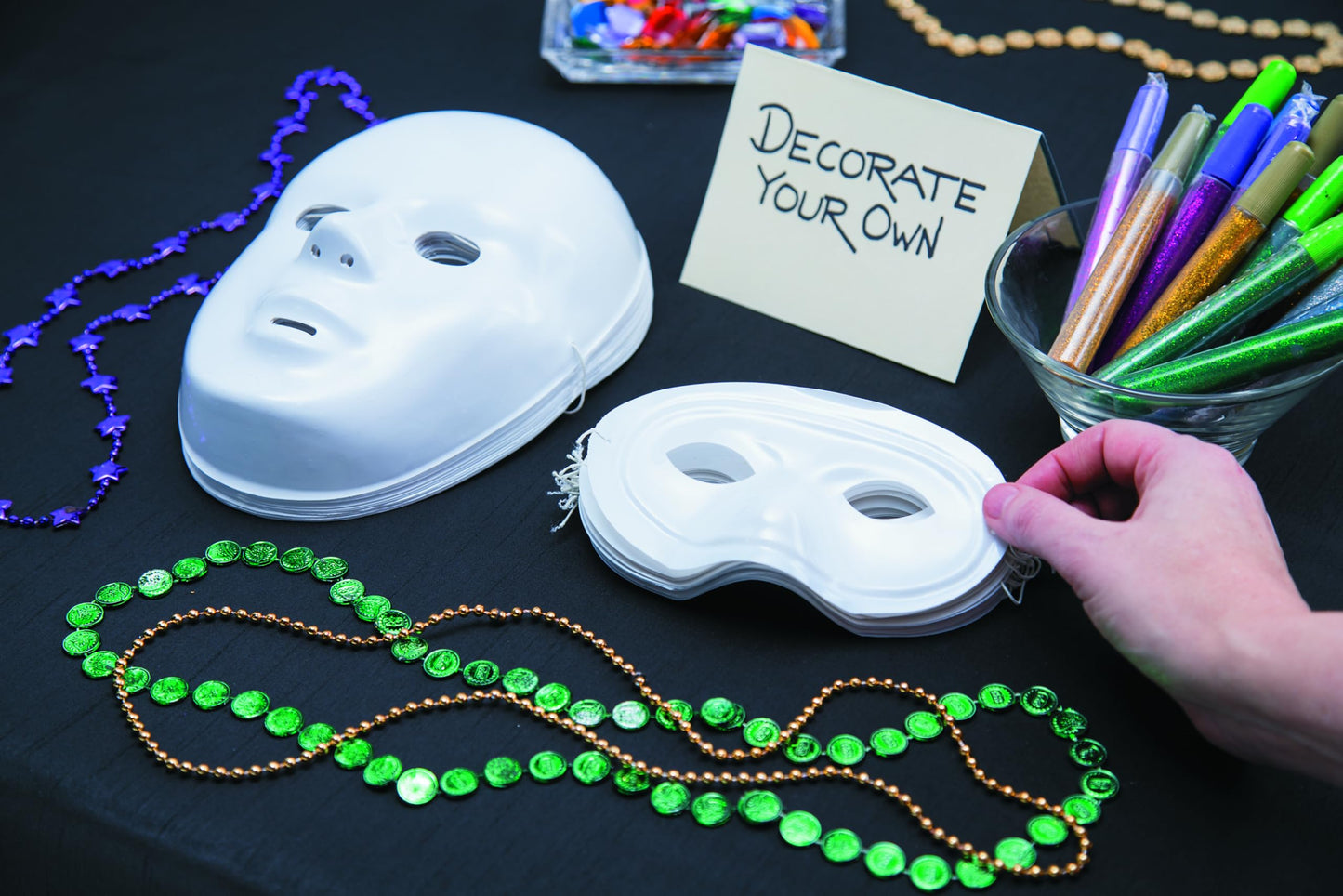 Fun Express DIY White Face Masks - 12 Masks - Great for Halloween, Mardi Gras, Birthdays and Fun DIY Crafts - Color Your Own