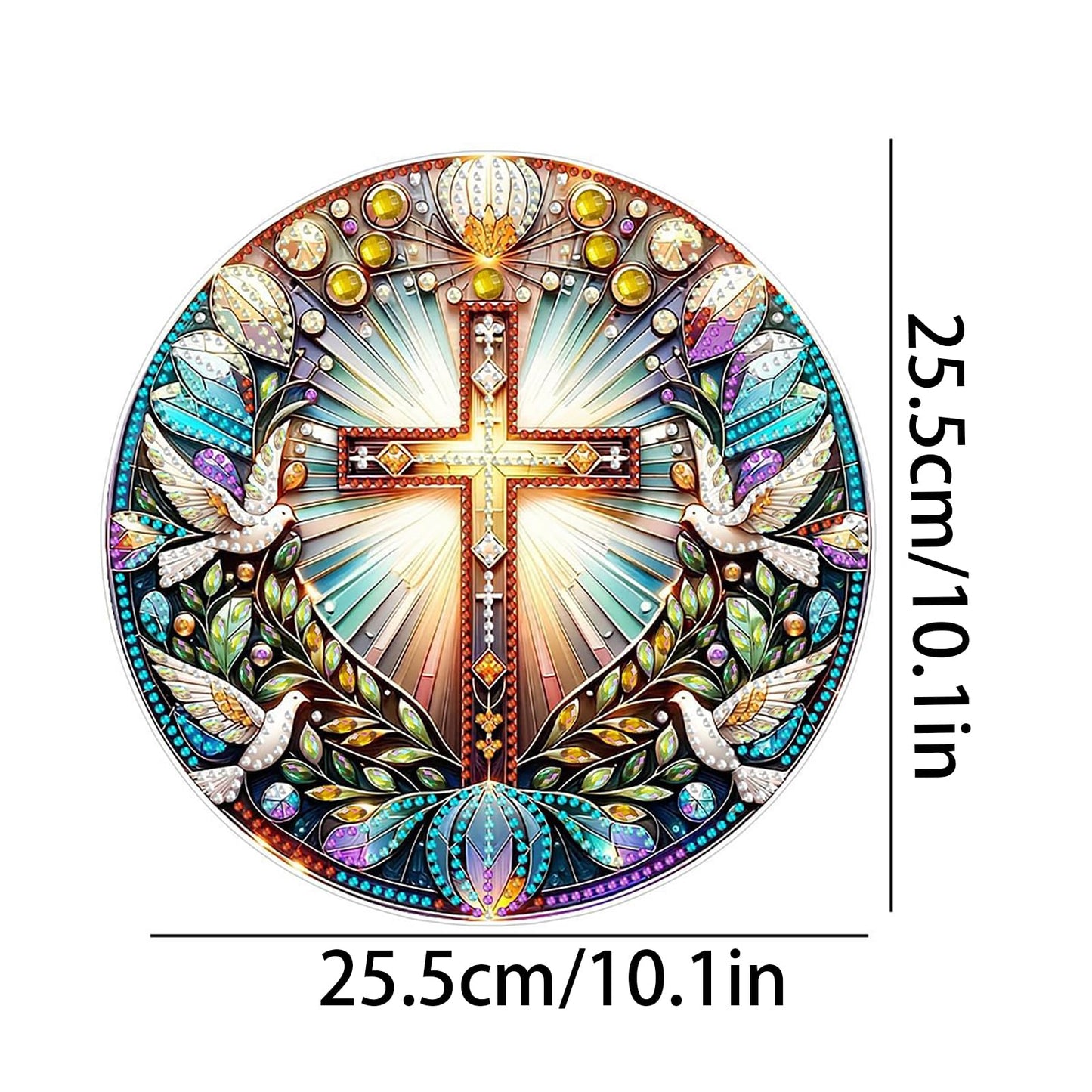 DIY Diamond Art Painting Wreath Kits，Special Shaped Rhinestone Hanging Ornament Diamond Art Acrylic Window Pendants for Gift Home Garden Wall Hanging Kits(Cross-1)
