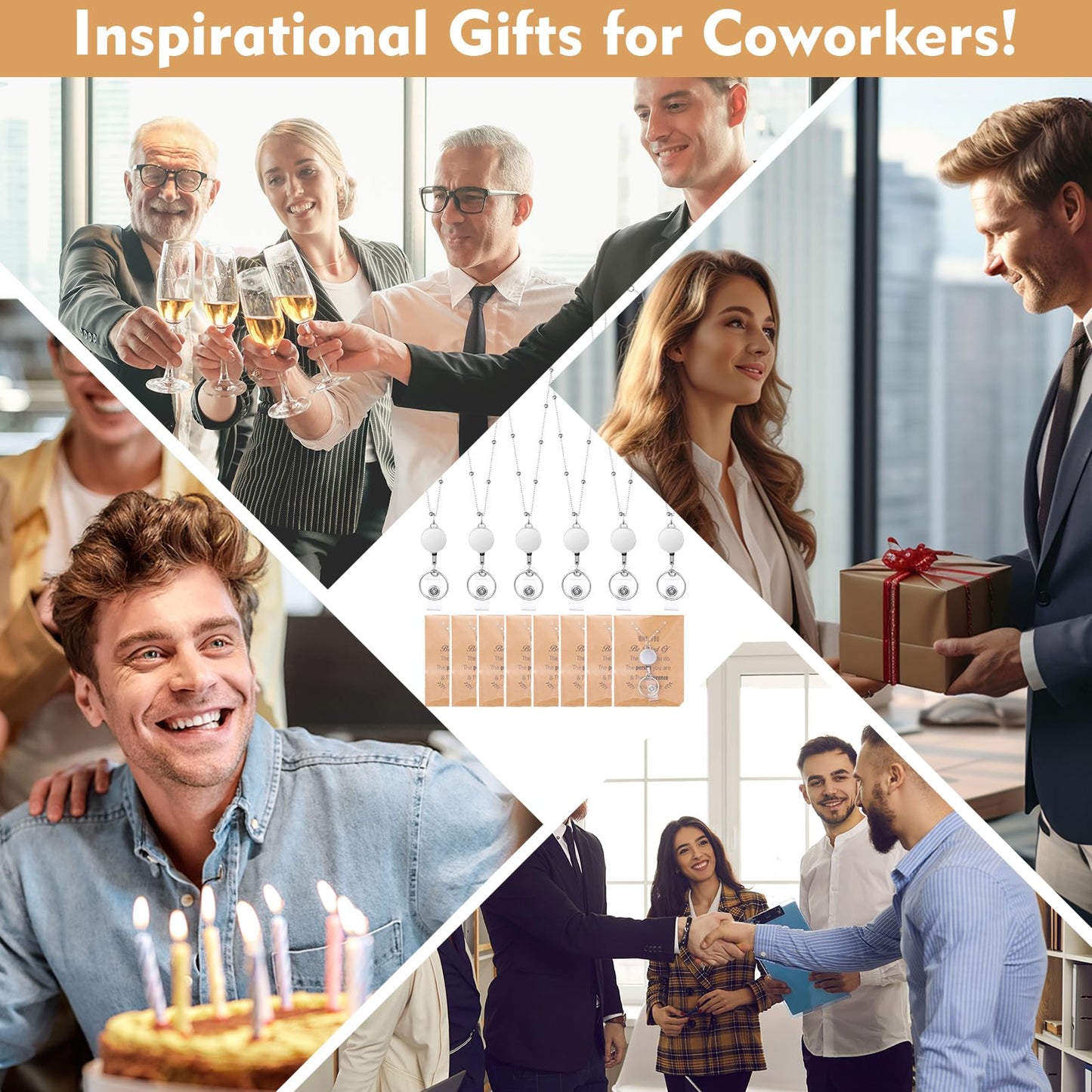 Kenning 12 Pcs Employee Appreciation Gift Set Silver Metal Retractable Lanyard Chain Motivational Employee Appreciation Card Gift for Teacher, Nurses, Office, Team, and Staff