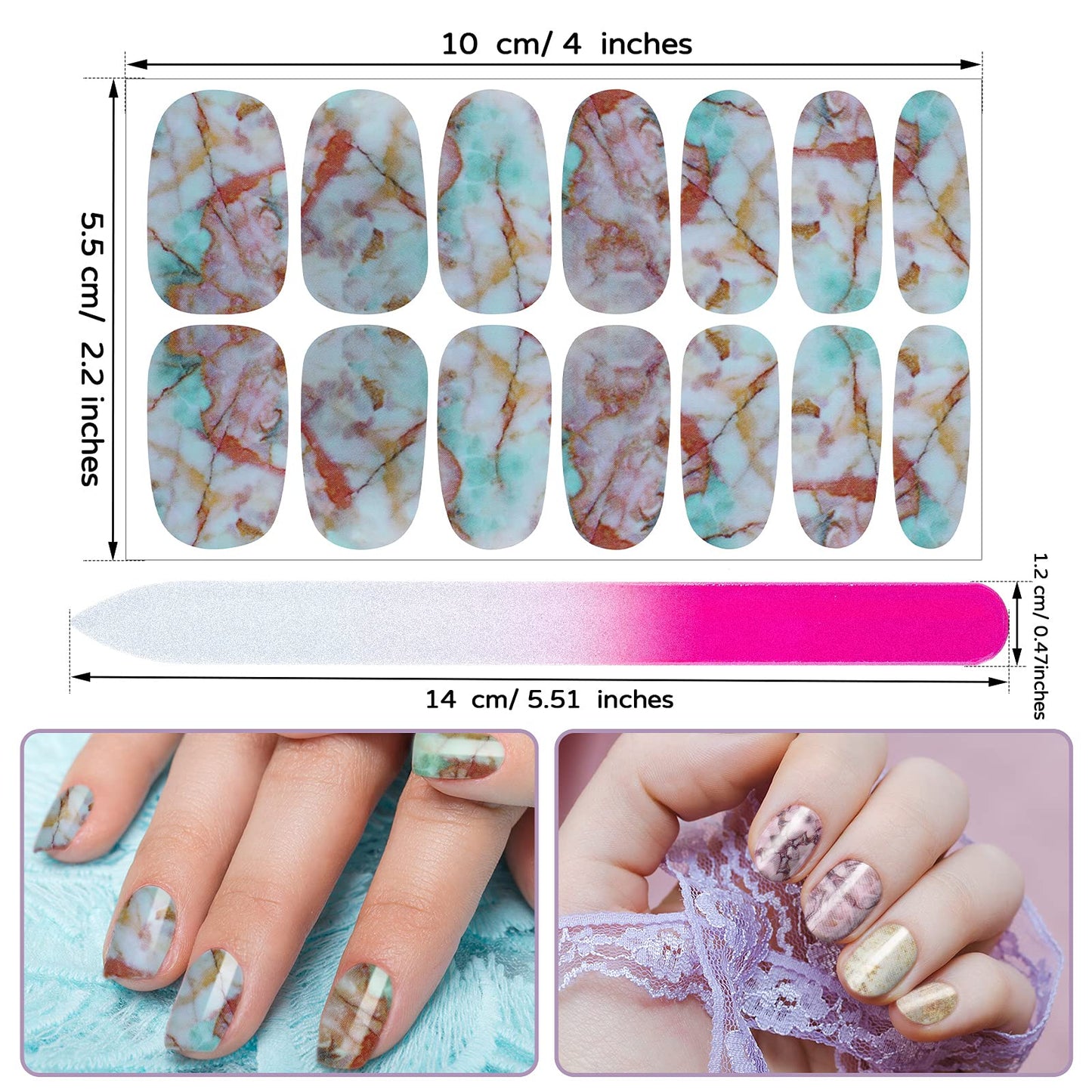 Maitys 336 Pieces 24 Sheets Full Wrap Nail Polish Strips Stickers Self Adhesive Gel Nail Strips Art Decals with File for Women DIY Decorations(Retro Style)