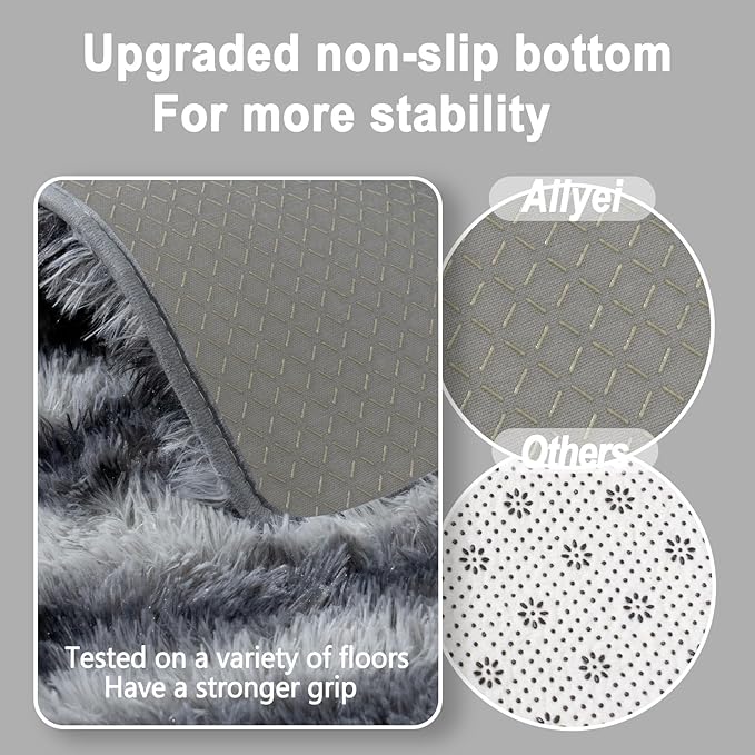 Soft Runner Rugs for Bedroom Hallways, 2x4 Black and White Fluffy Shag Throw Area Rug Non Slip for Bedside Dorm, Long Shaggy Furry Carpet for Nursery Living Room