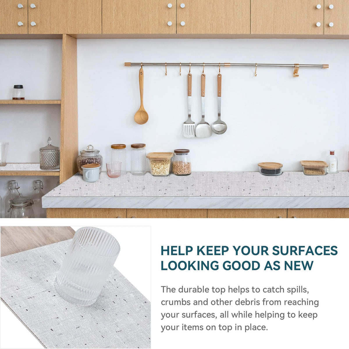 2 Rolls*20" W x 72" L Shelf Liner for Kitchen Cabinets Non Adhesive Kitchen Drawer Liner (20 Sq Ft)