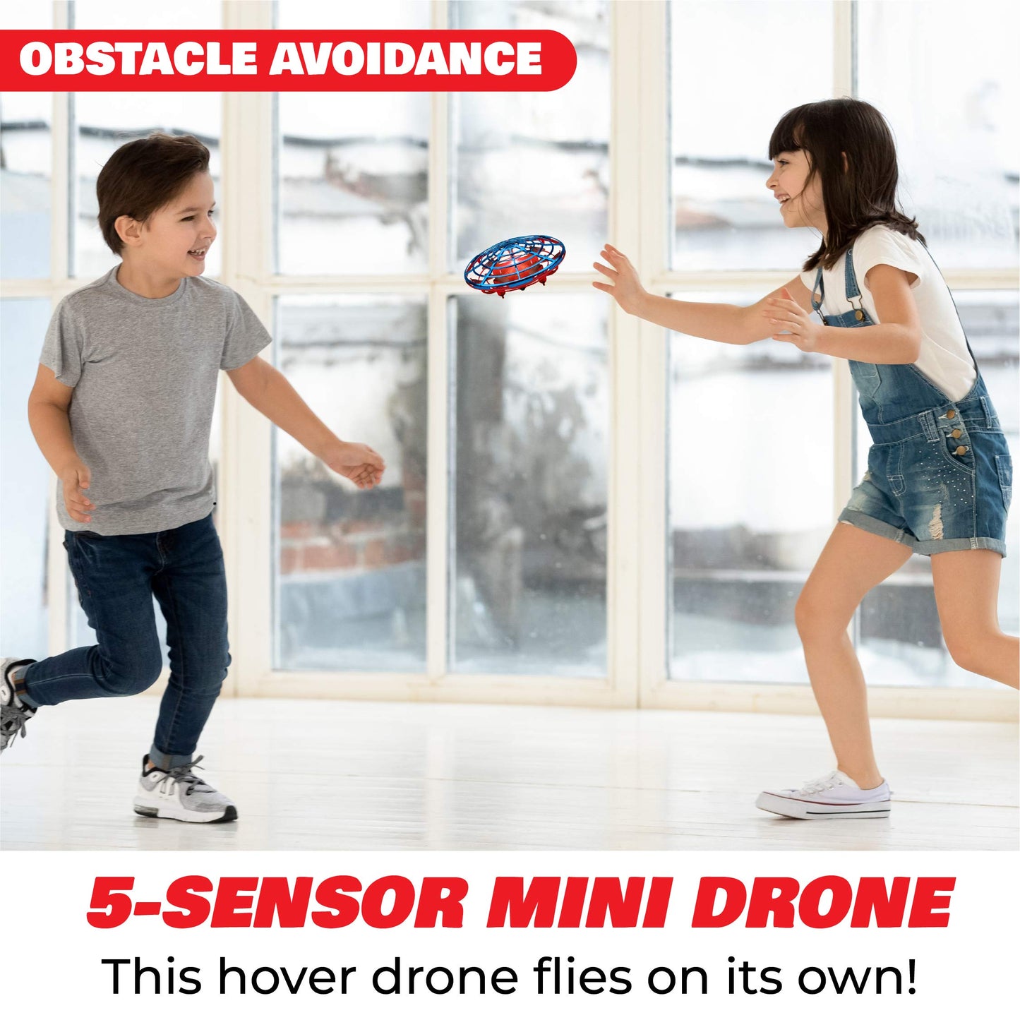 Force1 Scoot Combo Hand Operated Drone for Kids or Adults - Hands Free Motion Sensor Mini Drones, Easy LED Indoor Rechargeable UFO Flying Orb Ball Drone Toys for Boys and Girls (Red/Blue)