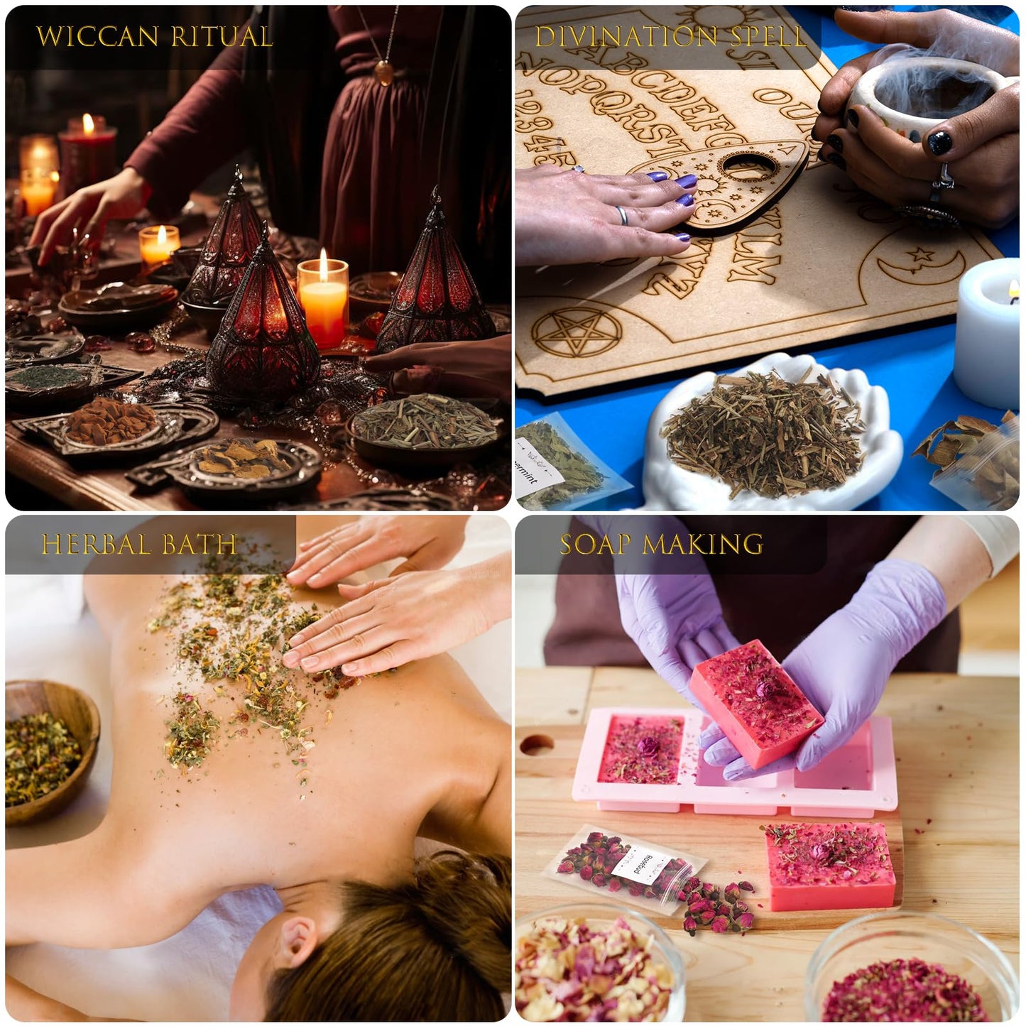 40 Pack Witchcraft Supplies Herbs Kit - Dried Herbs and Flowers for Witch Beginners - Herb Set for Wicca, Altar Supplies, Pagan and Wiccan Rituals, Magic Spell, Candle and Soap Making