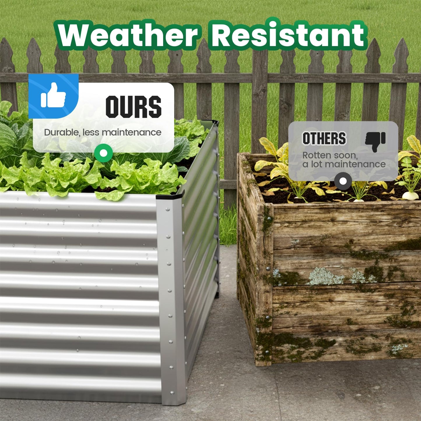 Quictent Galvanized Raised Garden Bed 8x4x2 Ft Tall Metal Planter Box for Vegetables Outdoor Bottomless for Backyard, 2 Tomato Cages Included, 22.04" Deep (Silver)