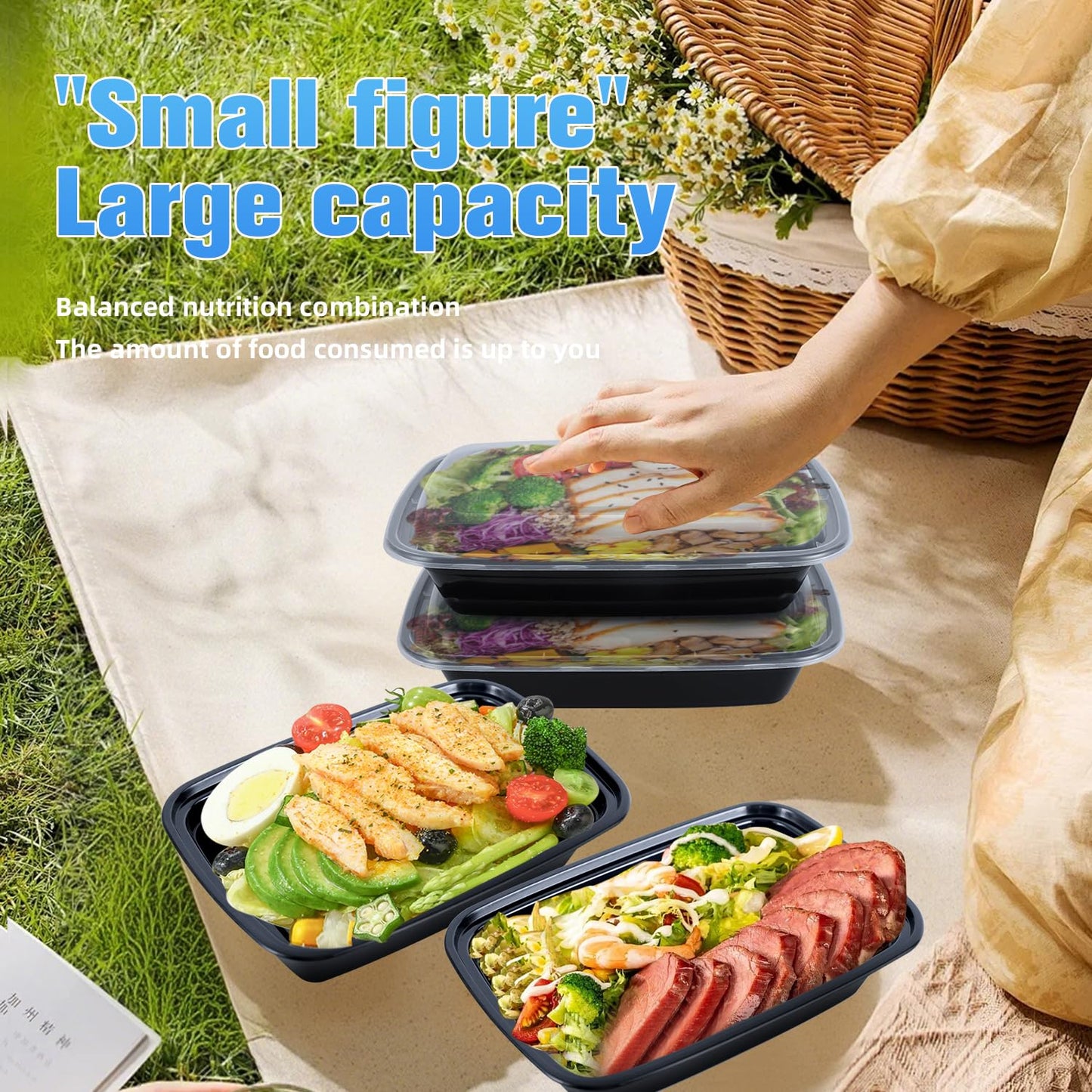 Meal mates 50 Pack (100-Piece) 28oz Meal Prep Containers, 50 Pack (100-Piece) Rectangle,BPA-Free, Food Safe & Leakproof Reusable Plastic Food Storage – Microwave Safe, Stackable Takeout Boxes
