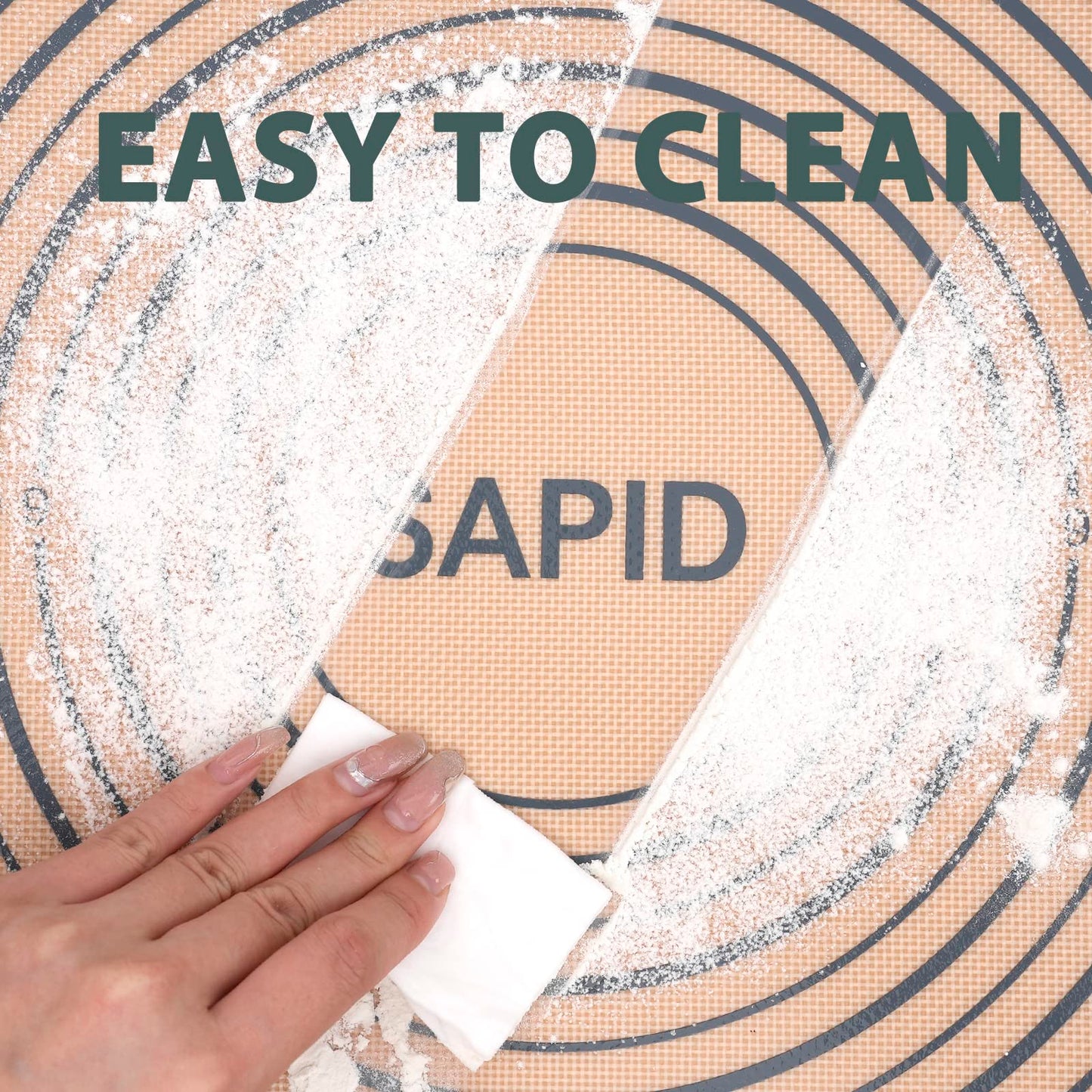Sapid Extra Thick Silicone Pastry Mat Non-slip with Measurements for Non-stick Silicone Baking Mat Extra Large, Dough Rolling, Pie Crust, Kneading Mats, Countertop, Placement Mats (24" x 36", Gray)