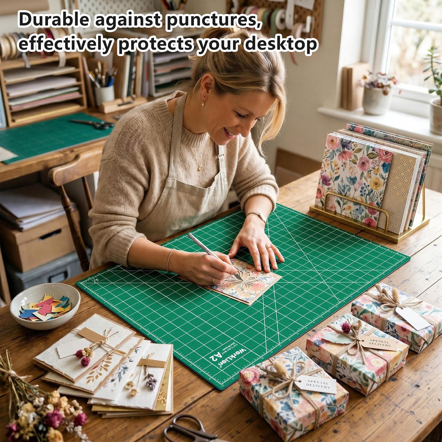 WORKLION 18'' x 24'' Large Self Healing PVC Cutting Mat, Double Sided, Gridded Rotary Cutting Board for Craft, Fabric, Quilting, Sewing, Scrapbooking - Art Project…
