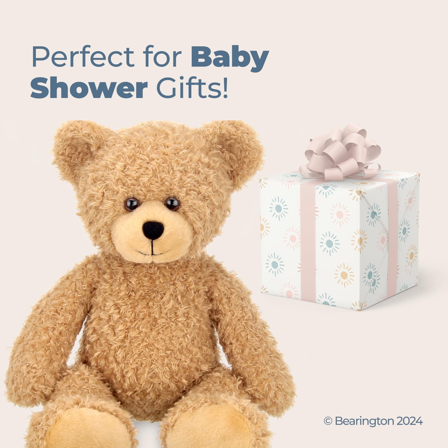 Bearington Bubsy Brown Teddy Bear Plush - 16" Light Brown Teddy Bear Toy with Ultra-Soft Plush Fur and Hand-Sewn Nose - Cuddly Stuffed Bear Gift for Kids, Babies, and Teddy Collectors