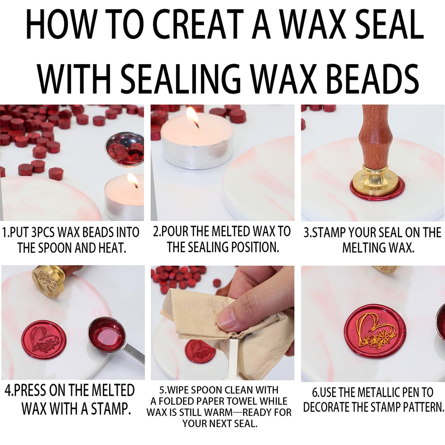 SWANGSA 1000 Pcs Christmas Sealing Wax Beads Kit with 2 Tea Candles and 1 Spoon, Great for Christmas Cards, Wedding, Invitations, Envelopes, Gift, Wine Packages