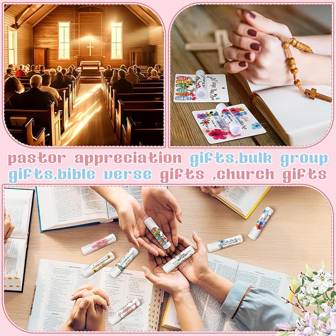 10 Pack Christian Religious Gifts Bulk Bible Verse Lip Balms 5 Flavor for Women Men Christian Religious Church Party Favors with Scripture Inspirational Gifts for Coworkers Staff