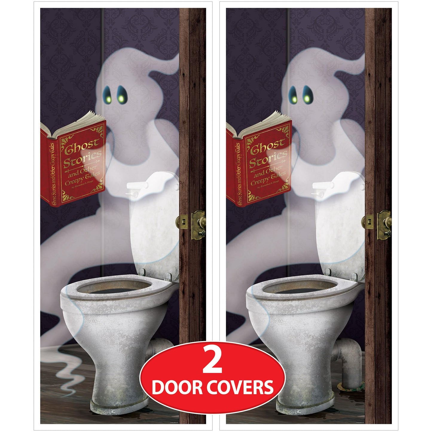 Beistle 2 Piece Ghost Restroom Door Covers - Spooky Halloween Decorations For A Boo-tiful Bathroom, Celebrating With You Since 1900