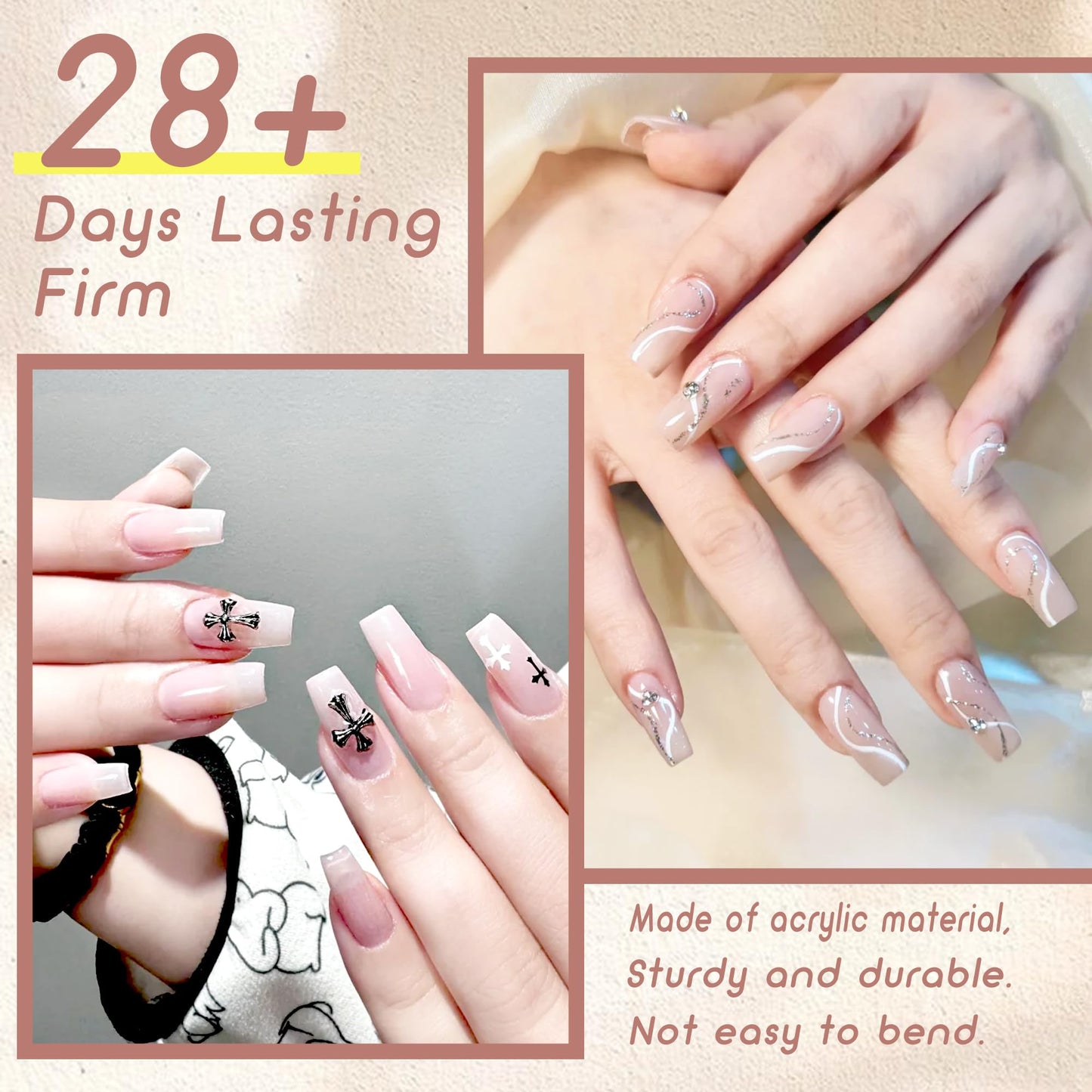 480PCS Nail Tips Clear False Nails Full Cover for Acrylic Fake Nails Kit 12 Sizes 2 Shapes Short Coffin Round Pre-Shape for Salon Home DIY Gifts