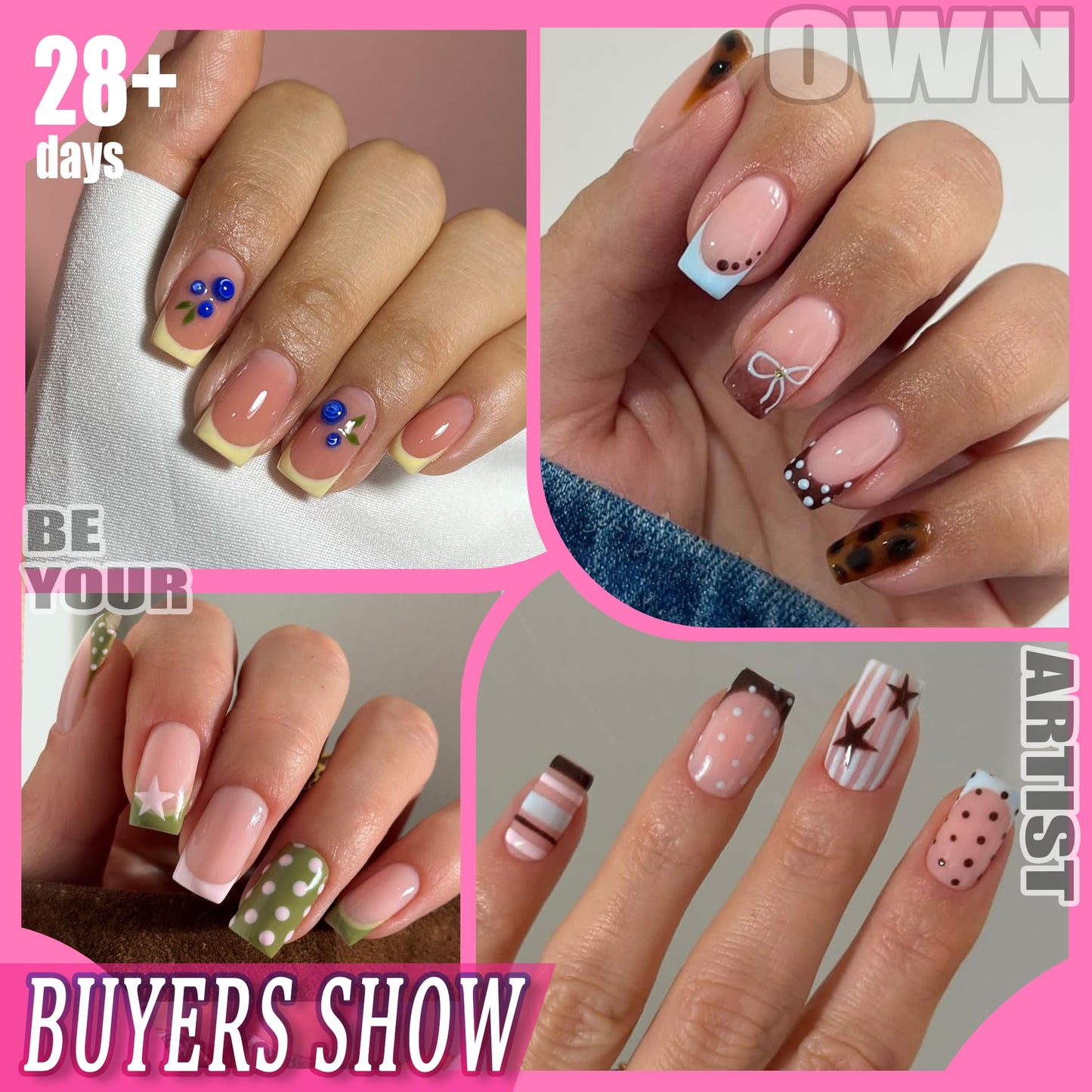 UNA GELLA Nail Tips Square: 504PCS Short Square Nail Tips Pre Etched Gel Fake Nails Tips, No C Curve For Women DIY Nail Extension French Style Salon Home Full Cover Soft Acrylic False Tips 12 Sizes
