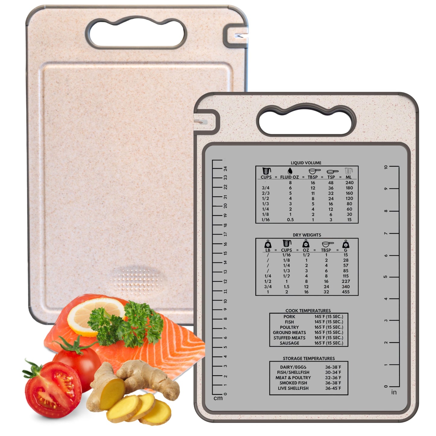 304 Stainless Steel Cutting Board – Double-Sided Kitchen Chopping Board with Wheat Straw PP, Built-in Knife Sharpener, Juice Grooves, Garlic & Ginger Grater, Handle – 14.37 x 9.84 in