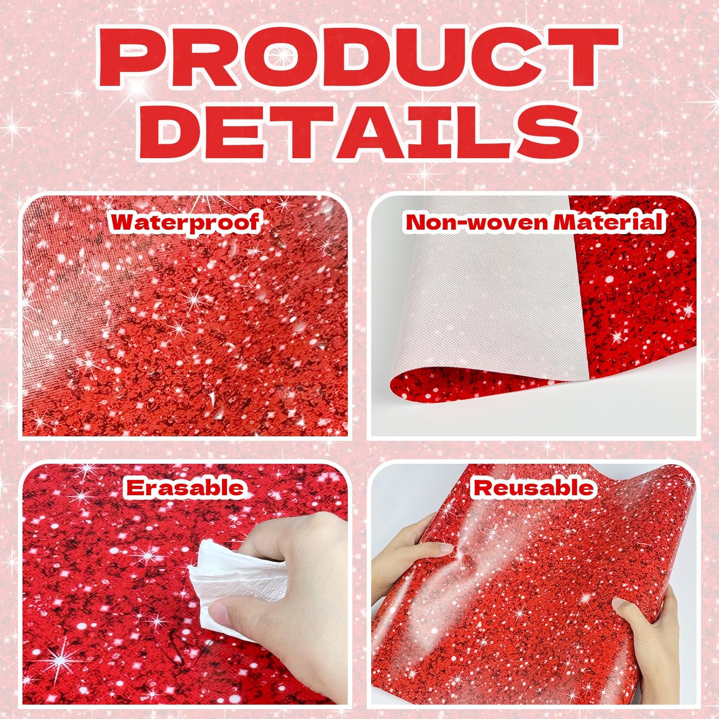 Cinrobiye Bulletin Board Roll Reusable Non-Woven Fabric Background Roll Waterproof Erasable Fade Resistant Wrinkle Poster for Home Classroom Decor Crafts Wrapping (Glitter)