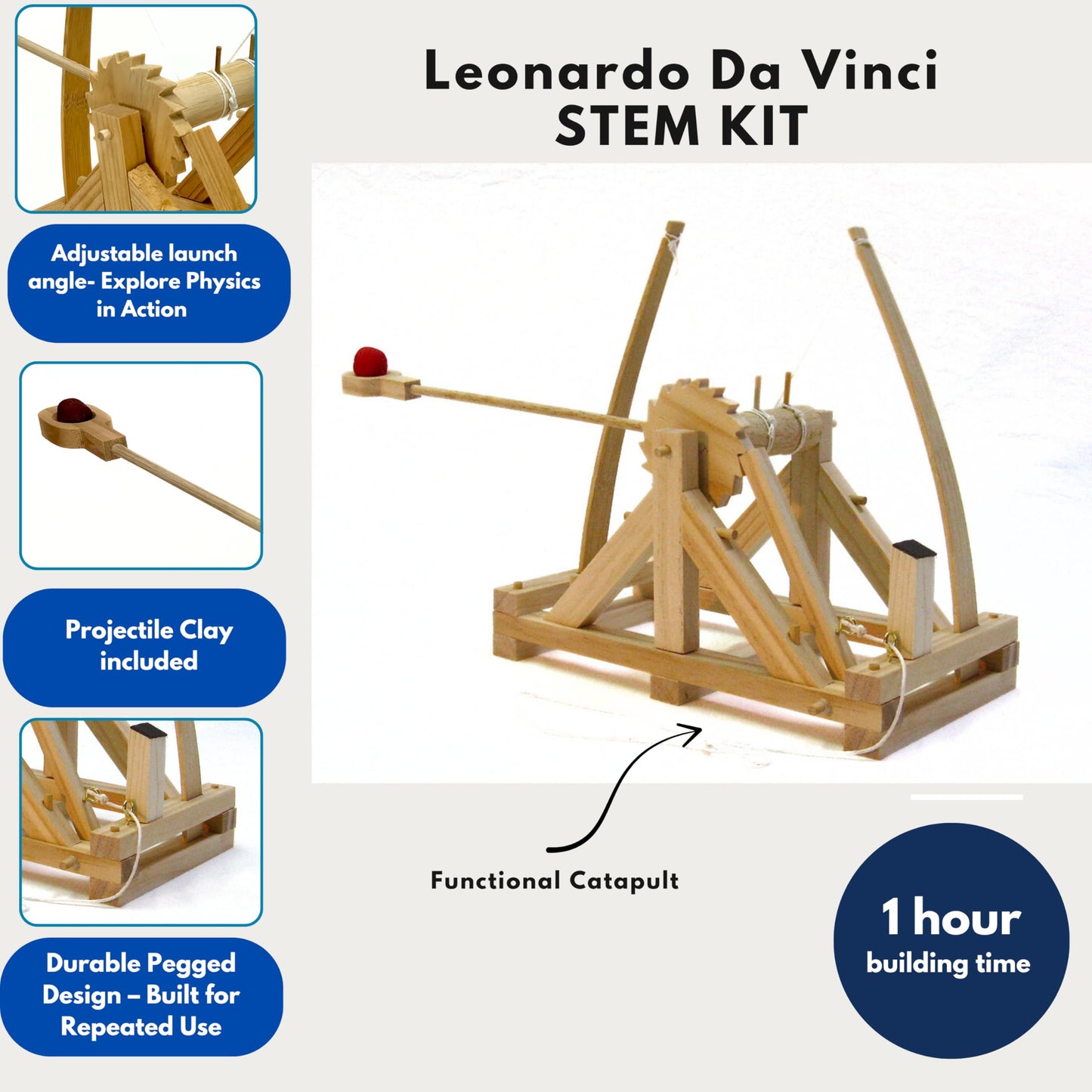 PATHFINDERS STEM Kits – Leonardo da Vinci Catapult kit | Trebuchet Science Kits for Kids Age 12-14 | Toys for Ages 8-13 Physics Toys | Kids Engineering kit | Learning Resource | Engineering
