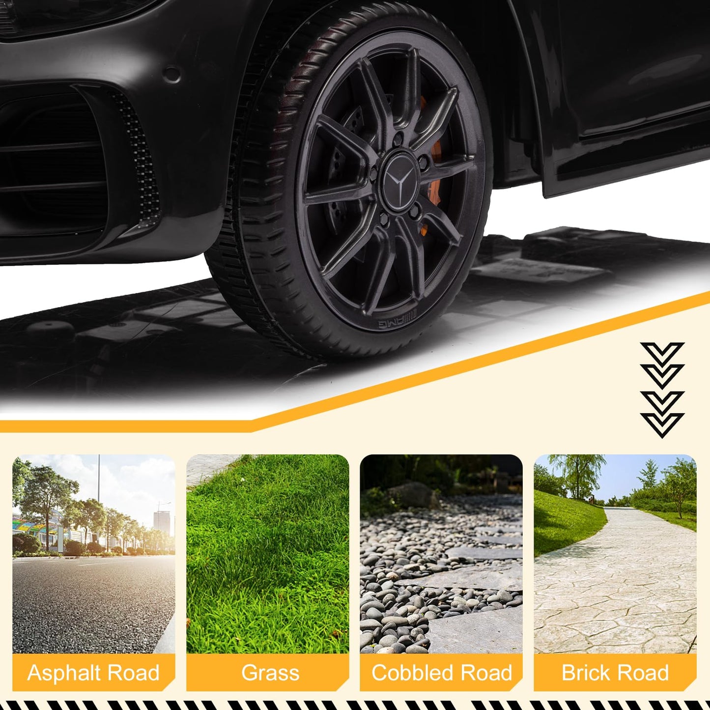 Winado 12V Ride on Car, Licensed Mercedes Benz AMG GTR Battery Powered Electric Vehicle, w/Parent Remote, Wider Seat, LED Lights, Openable Doors, MP3 Player, Smooth Start, 3 Speeds - Black