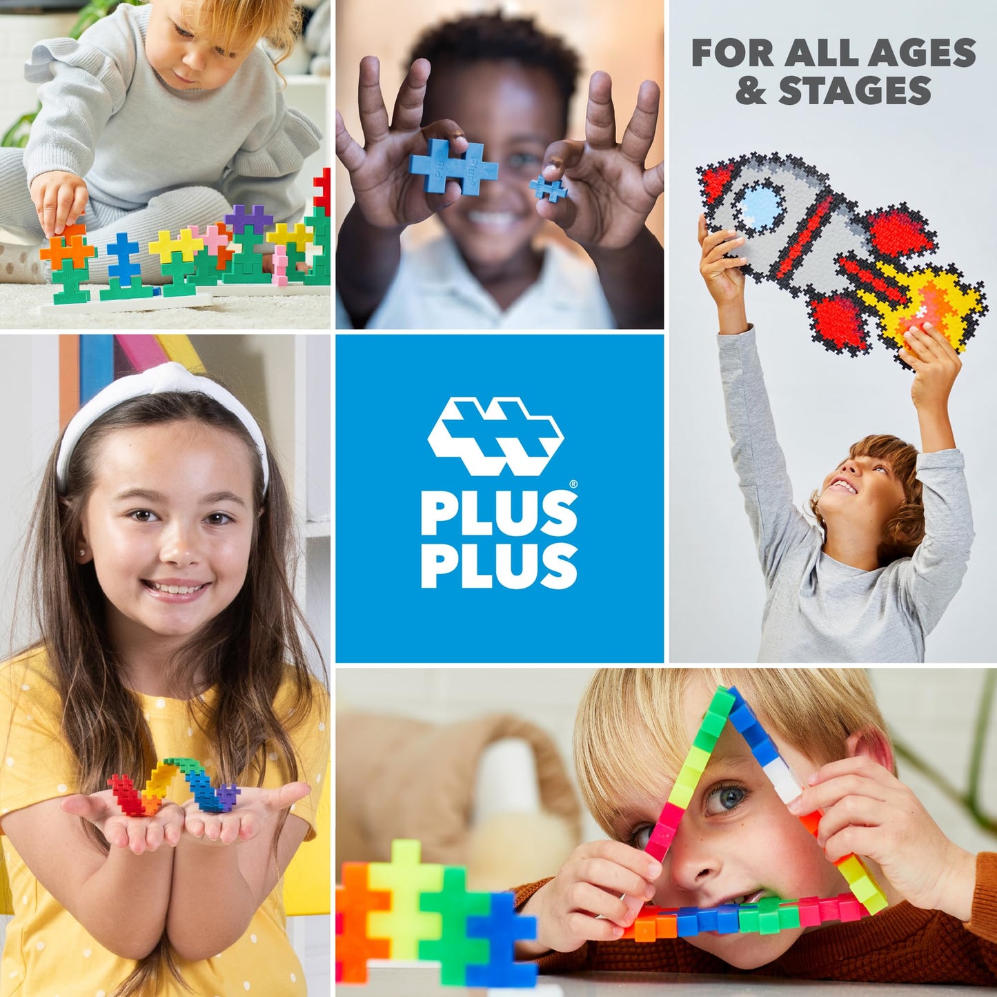 PLUS PLUS Big - Travel Case w/ 15 Big Pieces - Interlocking Large Puzzle Building Blocks, Quiet Stem Toys for Toddlers - Gifts for Boys & Girls