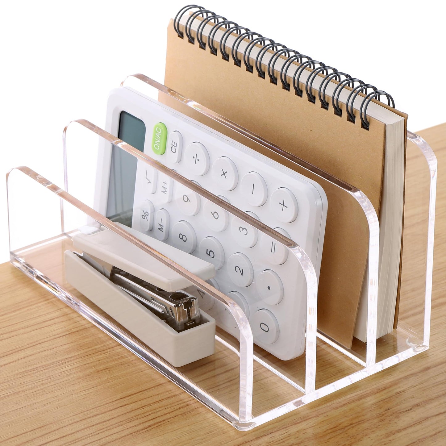 SANRUI 3 Compartments Mail Organizer Letter Holder for Desk ,Vertical Letter Holder,File Sorter Acrylic Desk Organizer Office Supplies,Clear