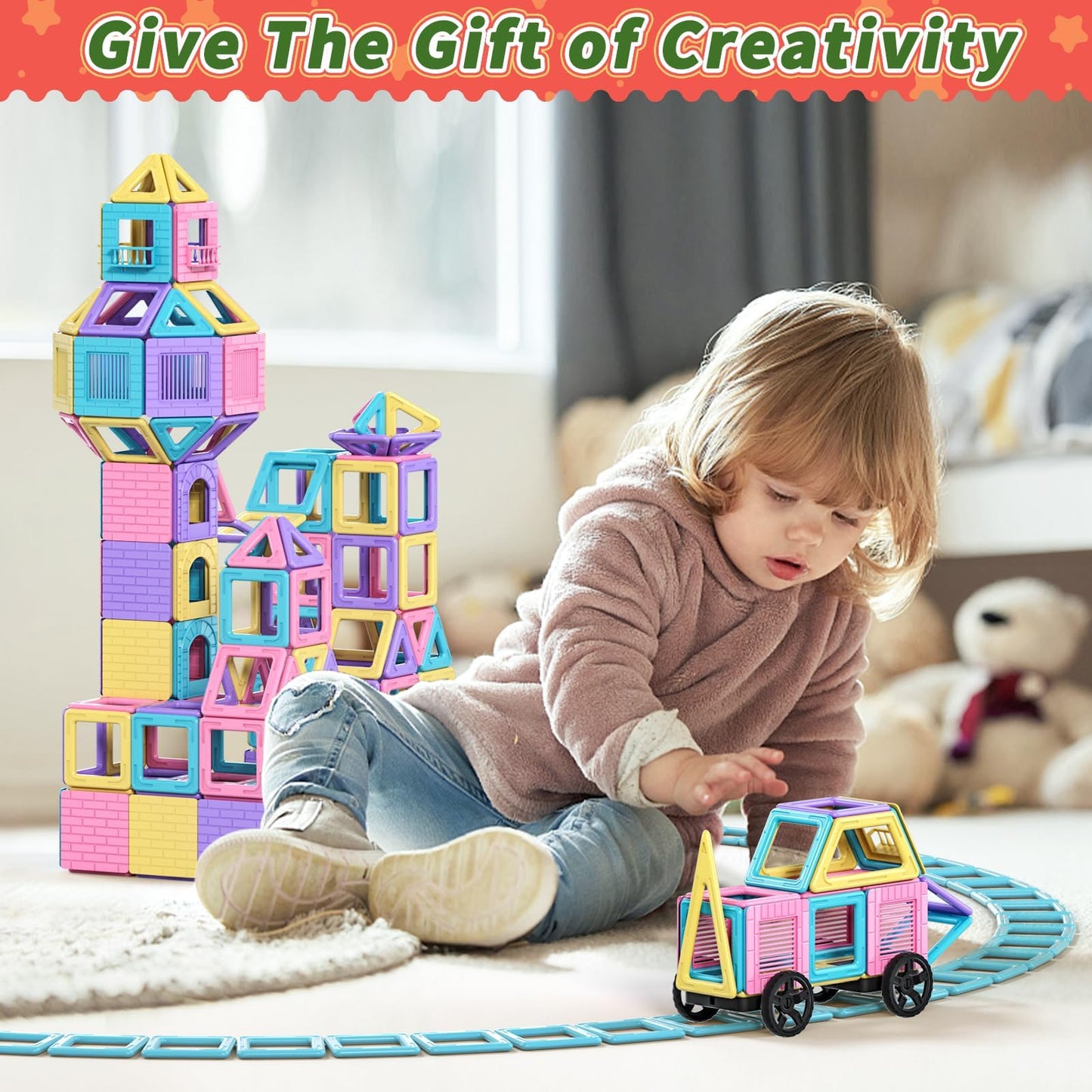 Rurvale 144pcs Magnetic Blocks Kids Toys