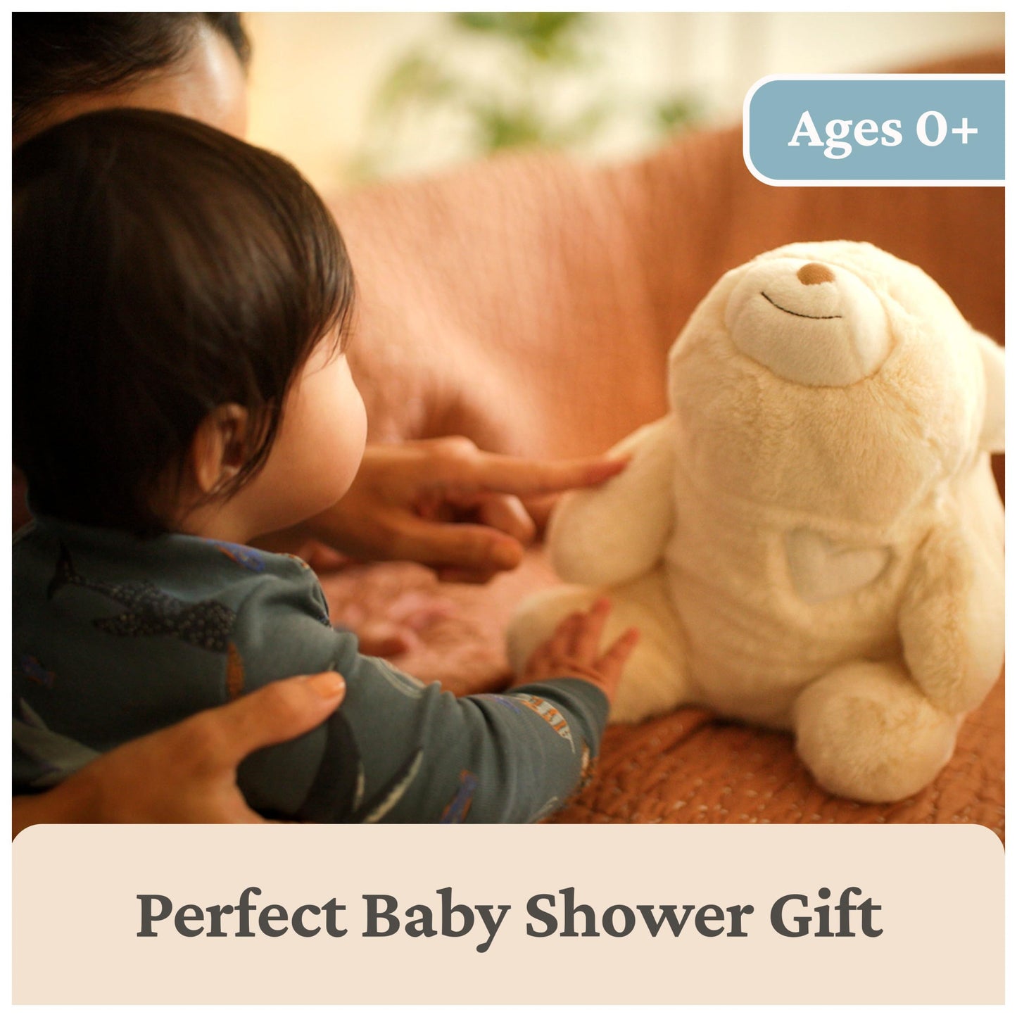 GUND Baby Snuffles Soother, Premium Teddy Bear Sensory Toy and Sleep Aid for Babies, Stuffed Animal for Ages 0 and Up, White/Cream, 9”