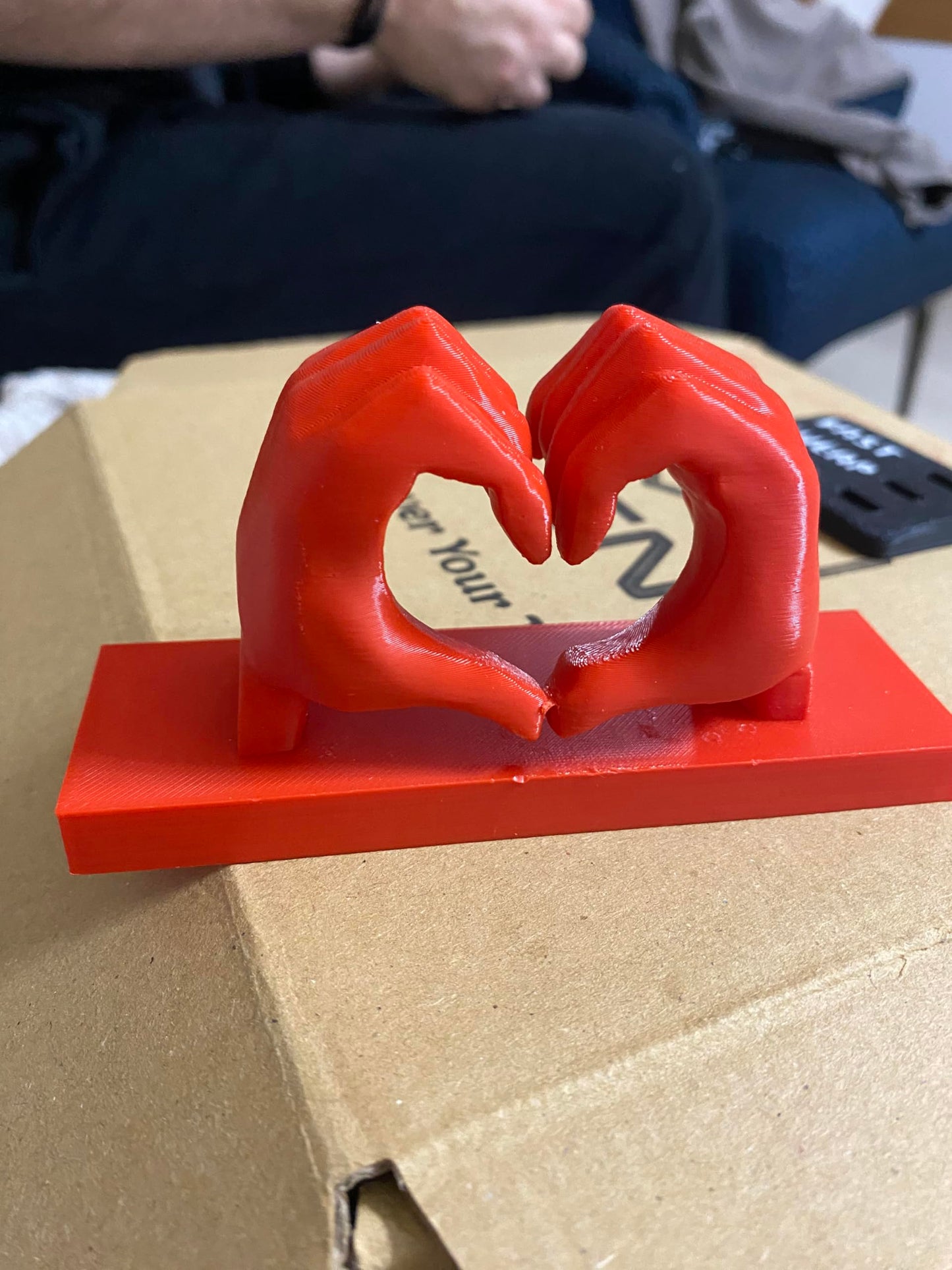 Hand Heart Sign Decor Figurine, Finger Heart Art, Valentine Gift, Rose Gold Pink Desk Accessory