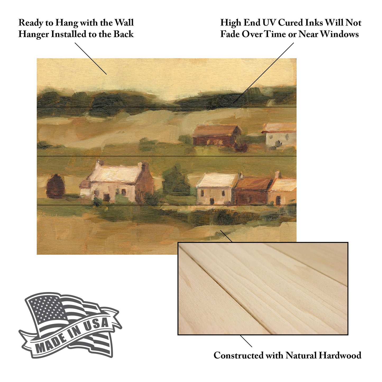 Trademark Fine Art Wood Slat Art - 'Hillside Sunset II' by Ethan Harper : Wall Art for Interior Spaces, Living Rooms, or Bedrooms