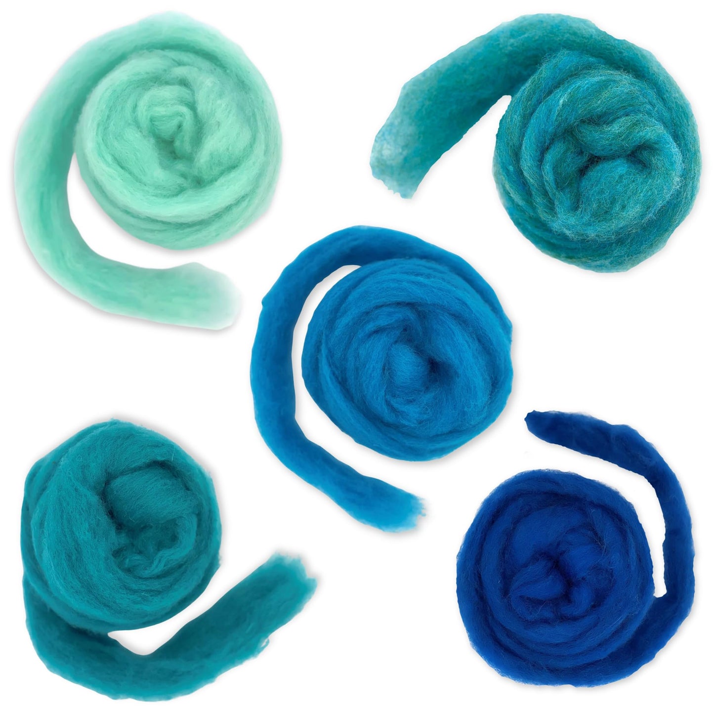Corriedale Carded Sliver Wool Roving Variety Bundle | Best Core Wool for Needle Felting, Spinning, Wet Felting, Weaving, Dryer Balls, Yarn Roving - Ethically Sourced (Deep Sea)