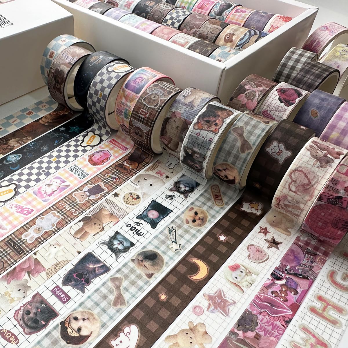 YUBBAEX Cute Washi Tape Value Pack 36 Rolls Aniamls Printed Masking Tape Kawaii Decorative for Arts, DIY Crafts, Journal Supplies, Planners, Scrapbook, Card/Gift Wrapping (Girly Style)