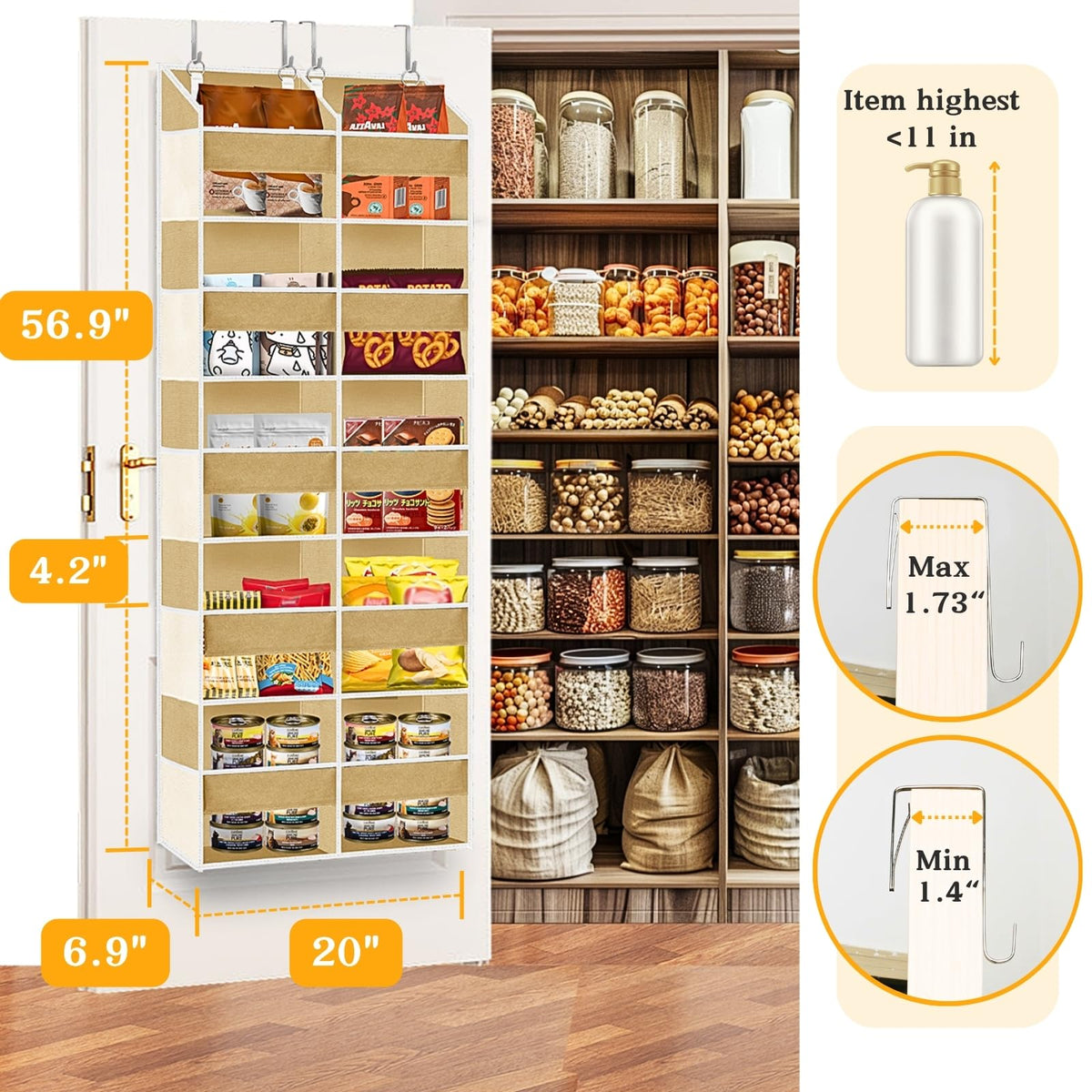 Over the Door Organizer 5 Tiers