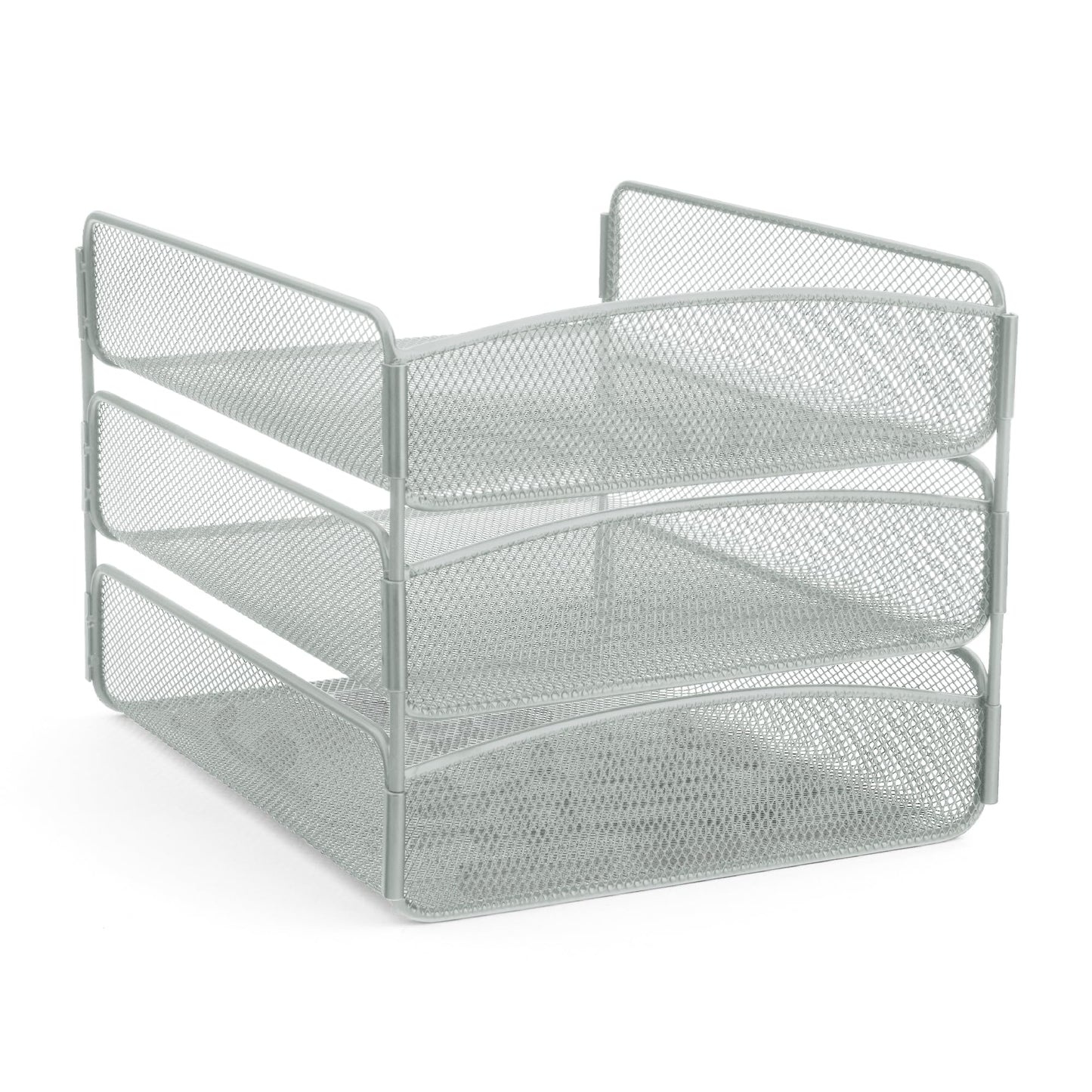 Safco Onyx Desktop Organizer, 3-Tier Paper Tray, Durable Steel Mesh Construction,Silver