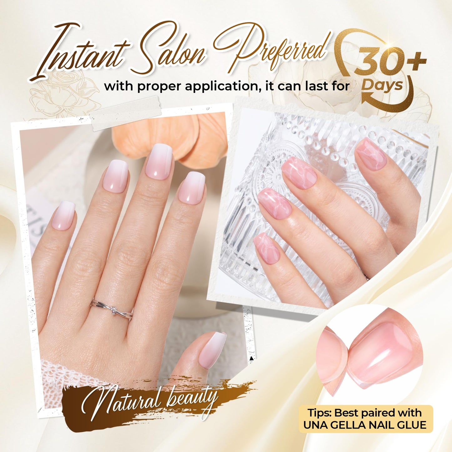 UNA GELLA Extra Short Coffin Nails Tips: 504pcs Pre-etched XS Short Nails, 12 Sizes Clear Coffin Press on Nails Full Cover Gel Tips Acrylic False Fake Nails Extension DIY Salon