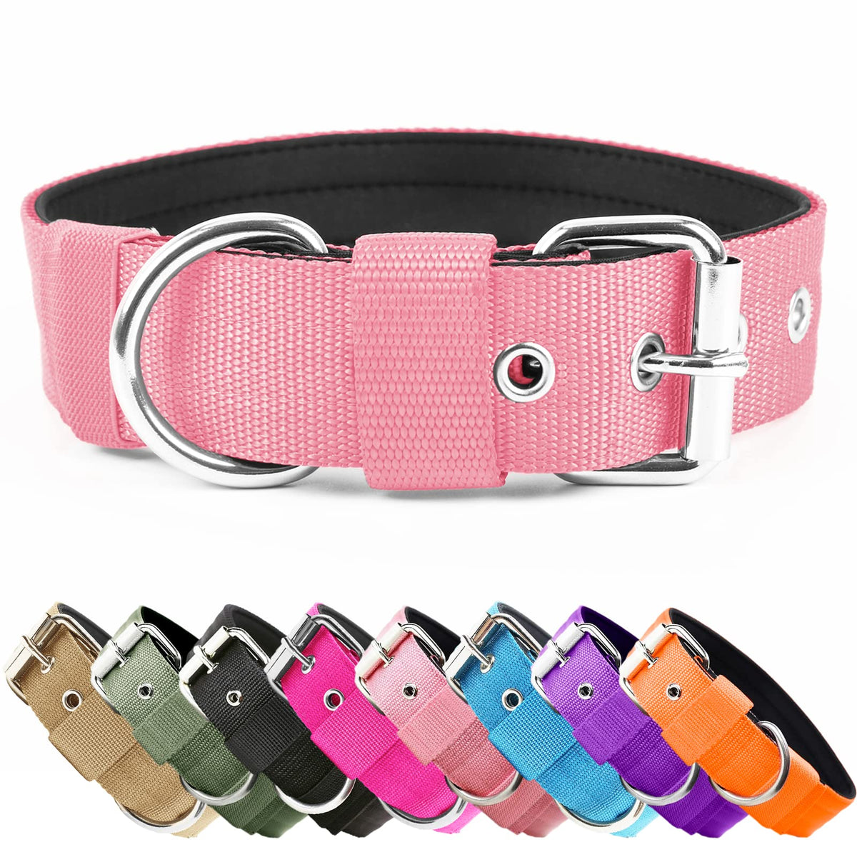 Heavy Duty Tactical Dog Collar - 1.5" Width Military Durable Thick Nylon with Adjustable Metal D Ring & Buckle Working Training K9 Collar for Medium Large Dogs (L(20"-23"), Black)